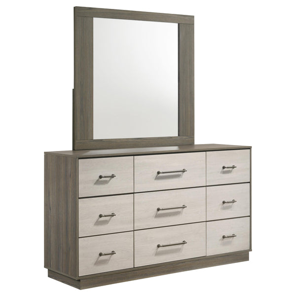 Coaster Furniture Fenwick 224983M 9-Drawer Dresser with Mirror - Grey Oak
