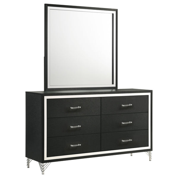 Coaster Furniture Lucia 224993M 6-Drawer Dresser and Mirror - Black