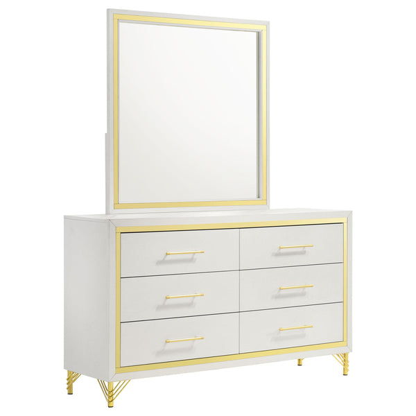 Coaster Furniture Lucia 224733M 6-Drawer Dresser with Mirror - White