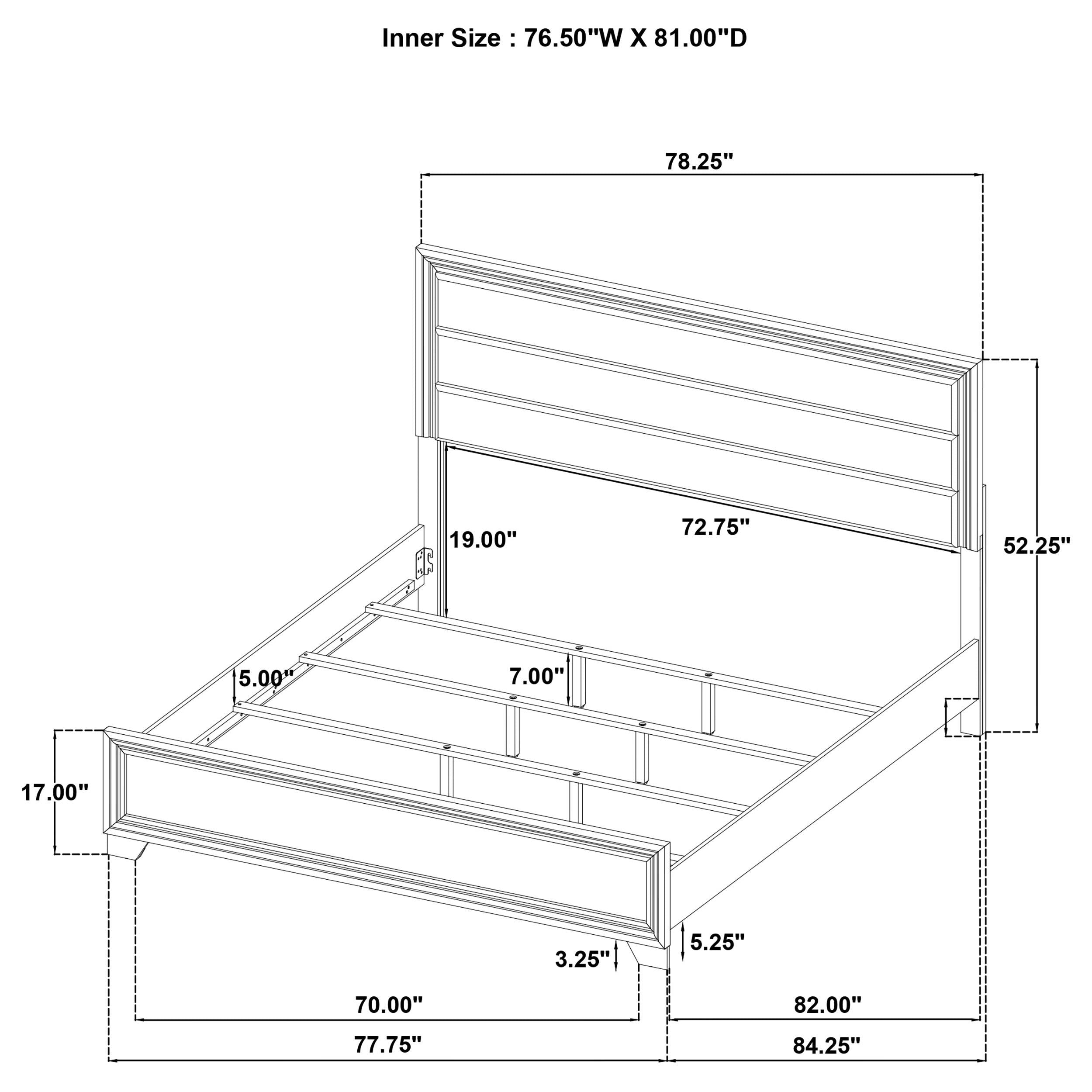  Size_King --  Wright 223341KE 52-inch Upholstered Eastern King Bed - Brown Oak IMAGE 6