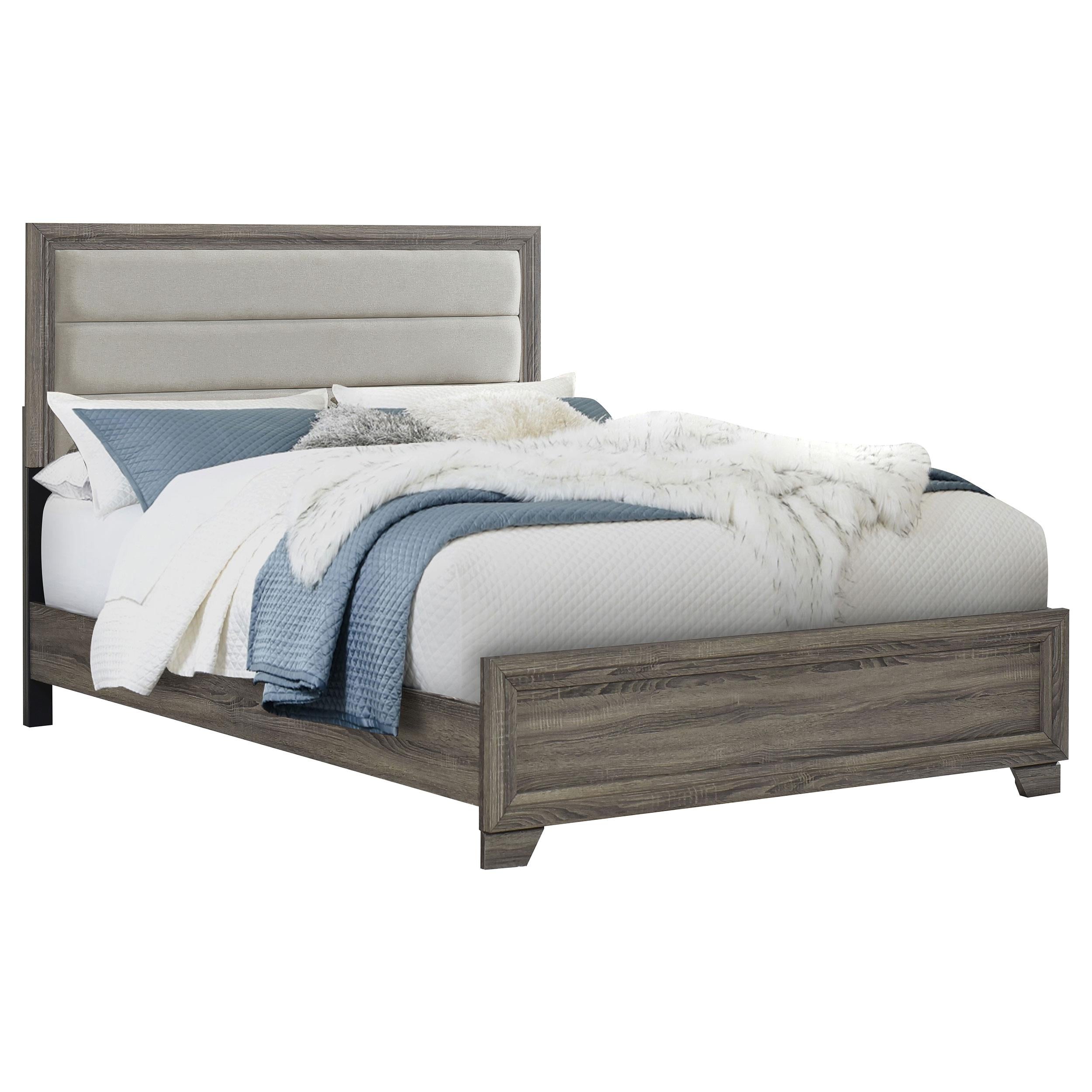  Size_California King --  Wright 223341KW 52-inch Upholstered California King Bed - Brown Oak IMAGE 2