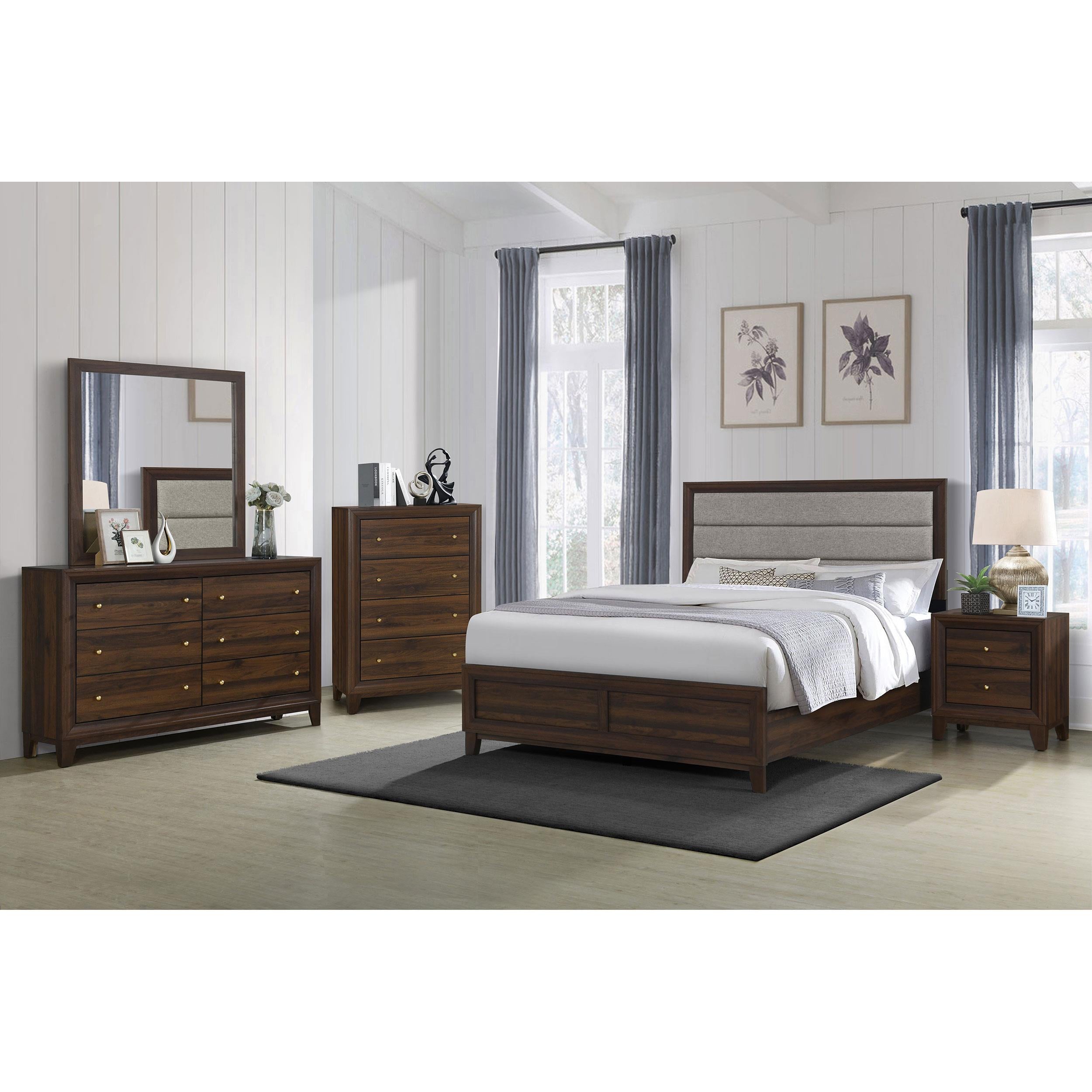  Size_California King --  Welsley 223441KW 50-inch Upholstered California King Bed - Walnut IMAGE 5