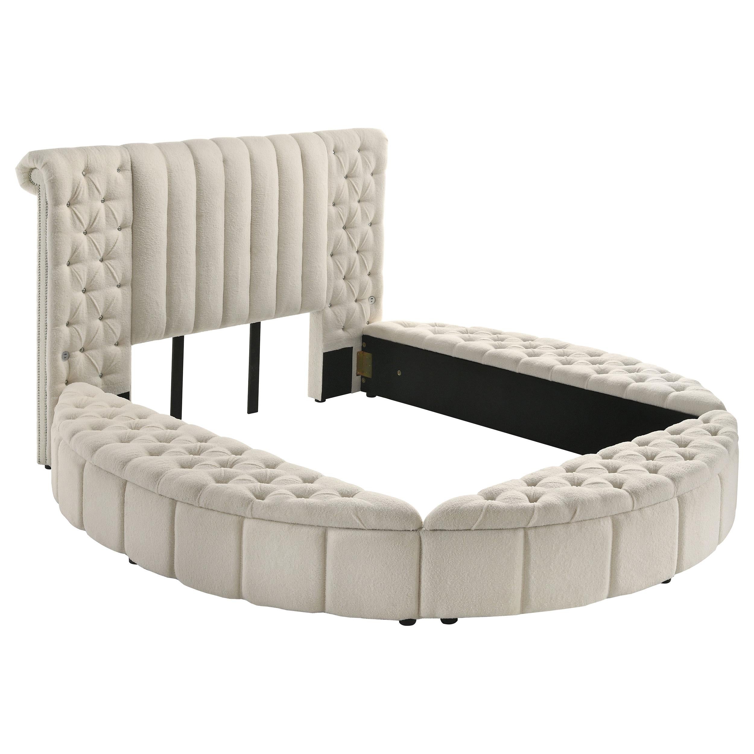  Size_Queen --  Coaster Furniture Sonya Upholstered Panel Bed with Storage IMAGE 1