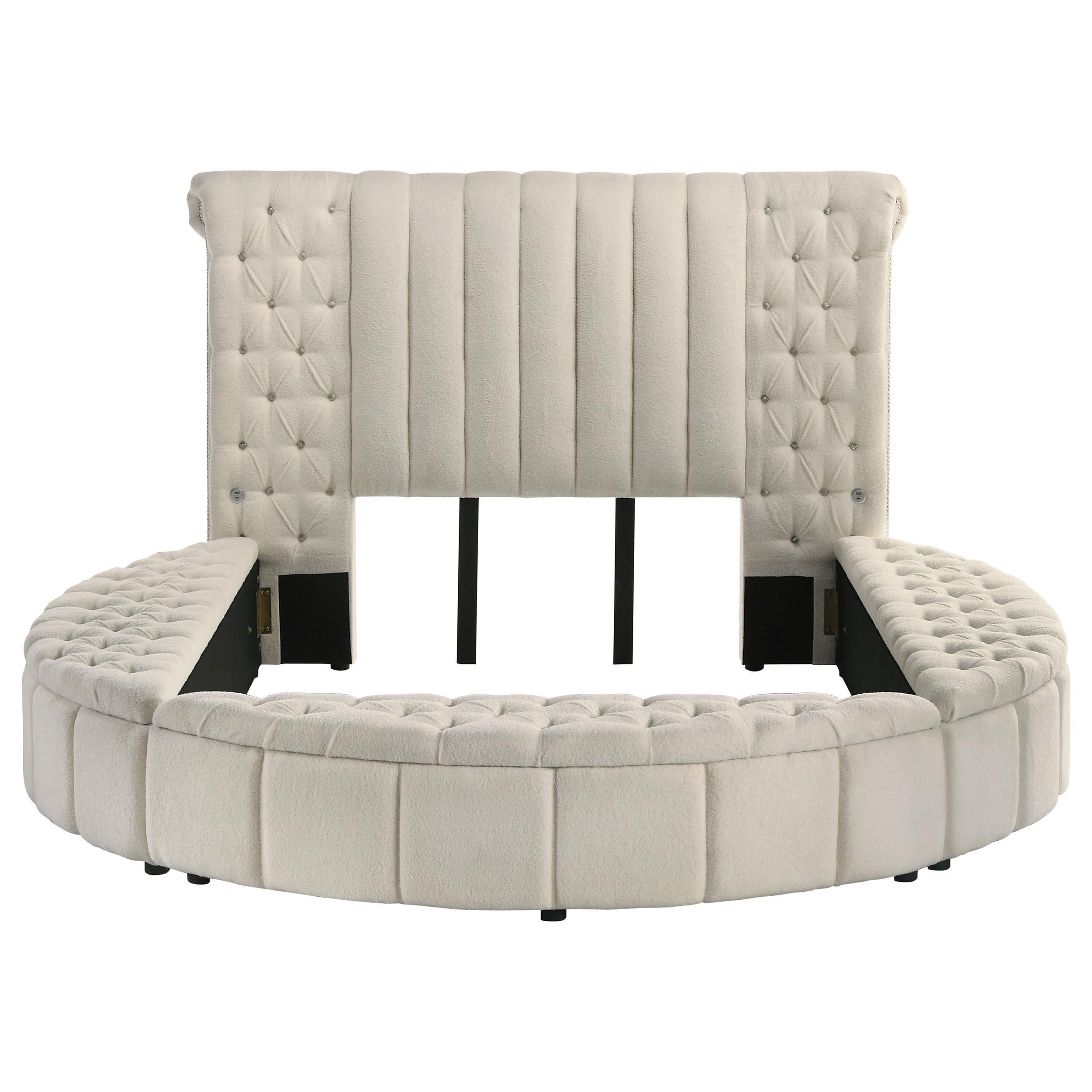  Size_Queen --  Coaster Furniture Sonya Upholstered Panel Bed with Storage IMAGE 3