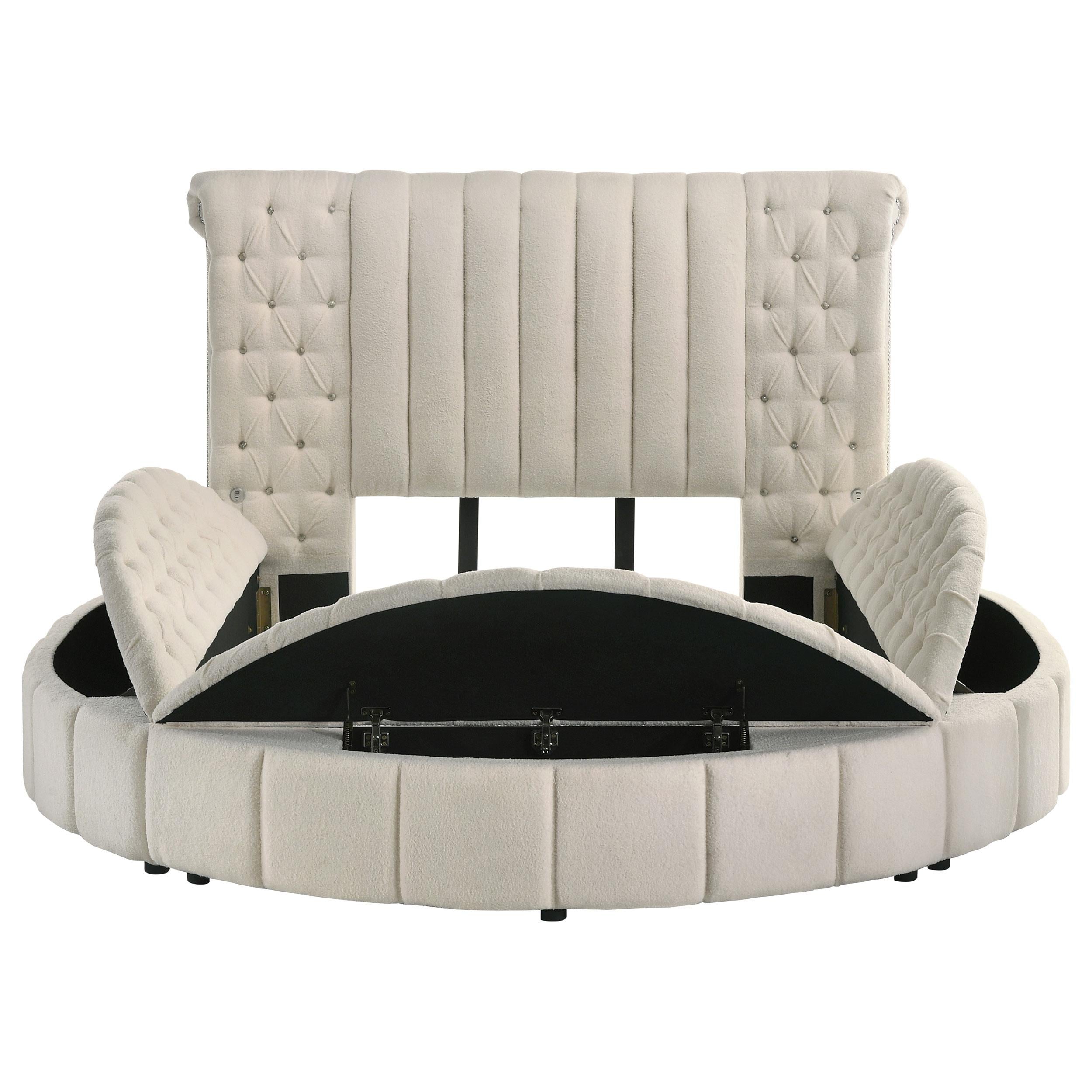  Size_Queen --  Coaster Furniture Sonya Upholstered Panel Bed with Storage IMAGE 4