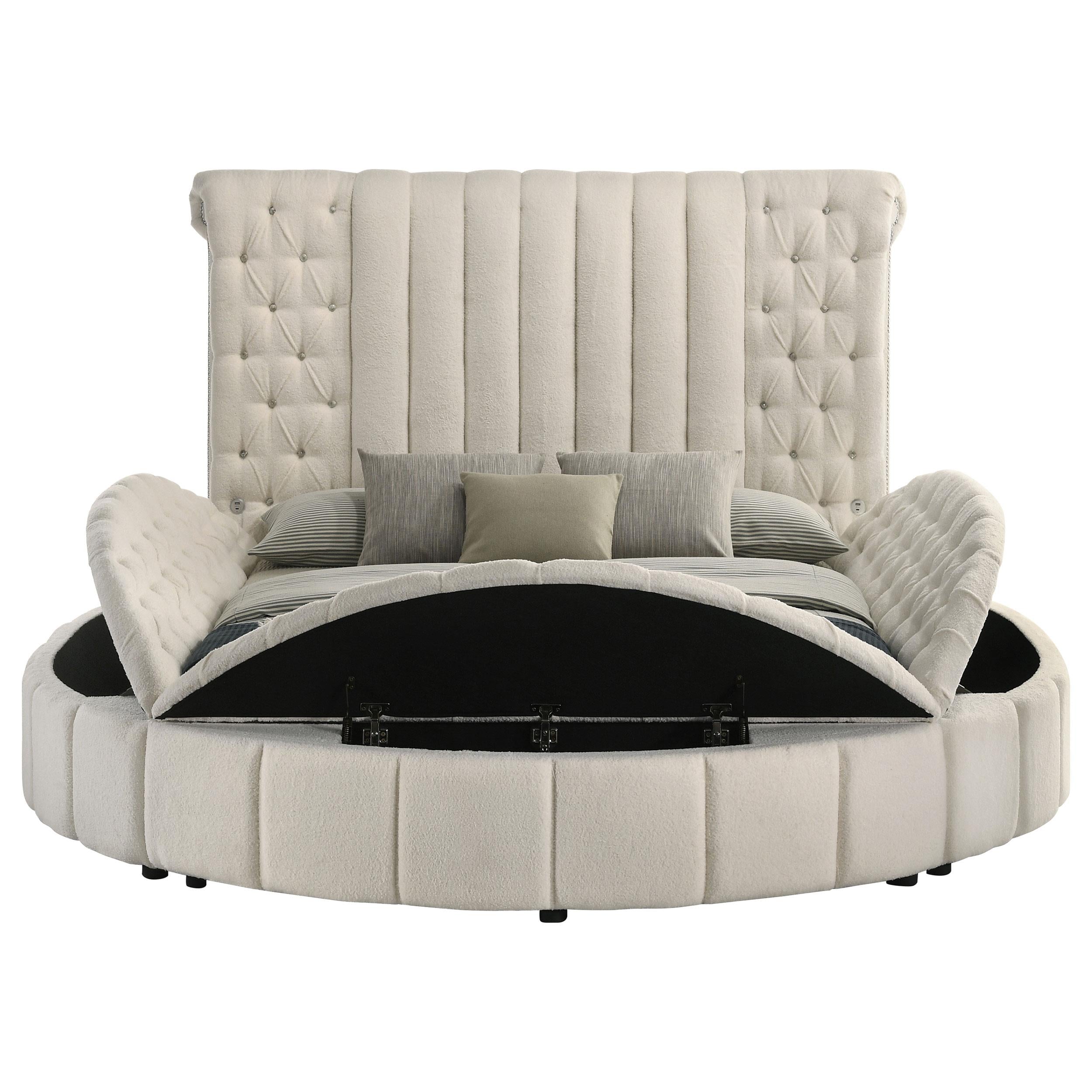  Size_Queen --  Coaster Furniture Sonya Upholstered Panel Bed with Storage IMAGE 5