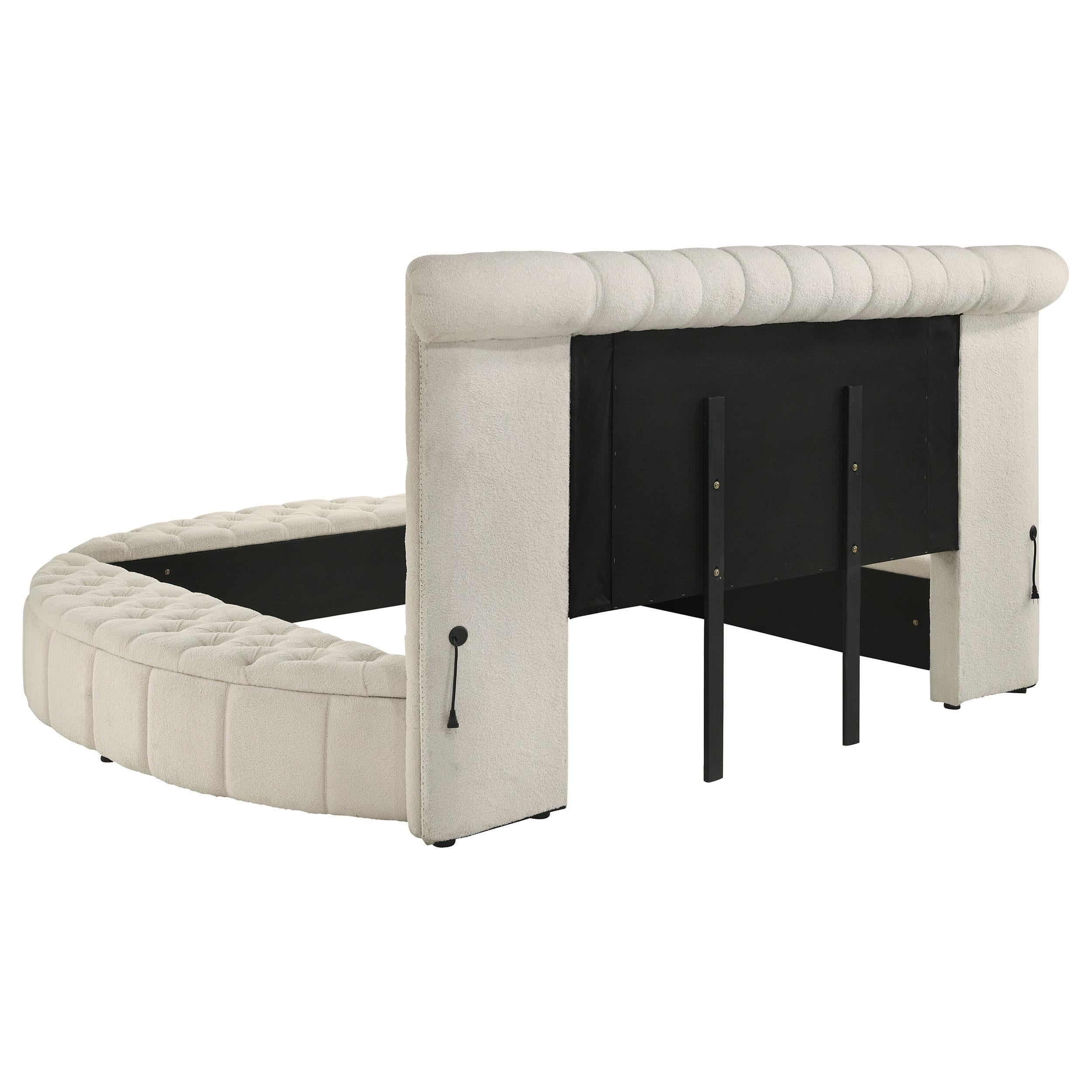  Size_King --  Sonya 360111KE Upholstered Eastern King Round Storage Bed - Ivory IMAGE 4