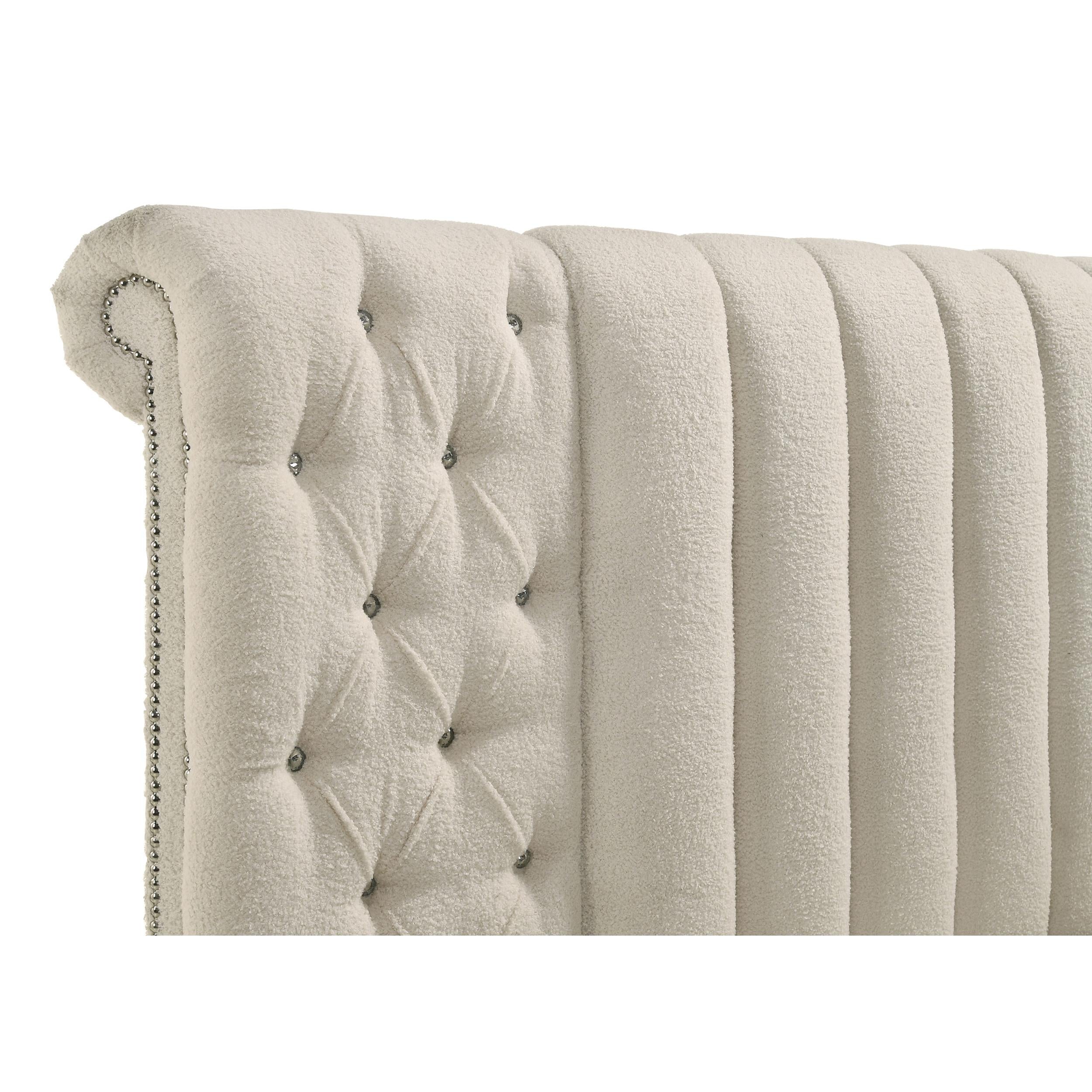  Size_King --  Sonya 360111KE Upholstered Eastern King Round Storage Bed - Ivory IMAGE 8