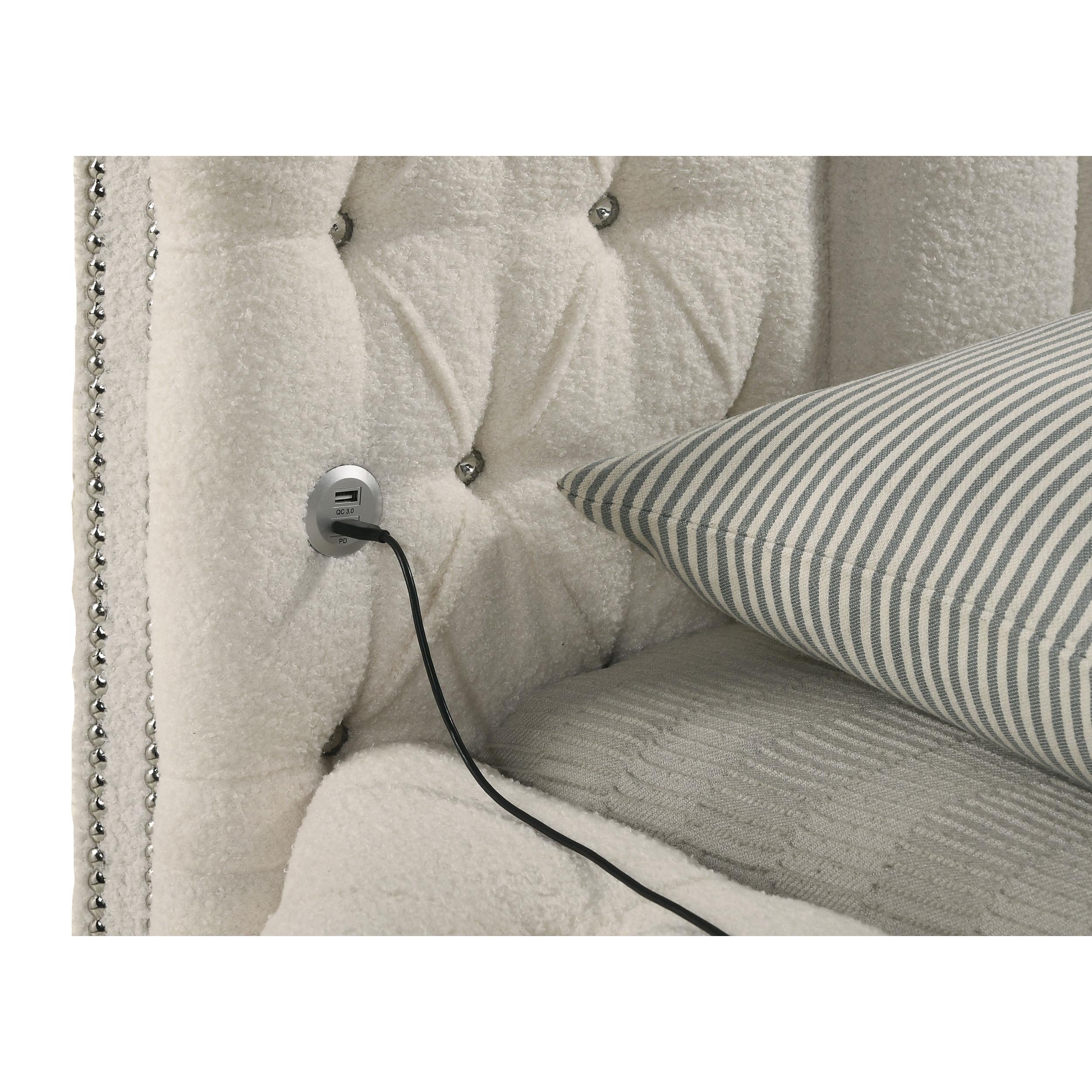  Size_King --  Sonya 360111KE Upholstered Eastern King Round Storage Bed - Ivory IMAGE 9