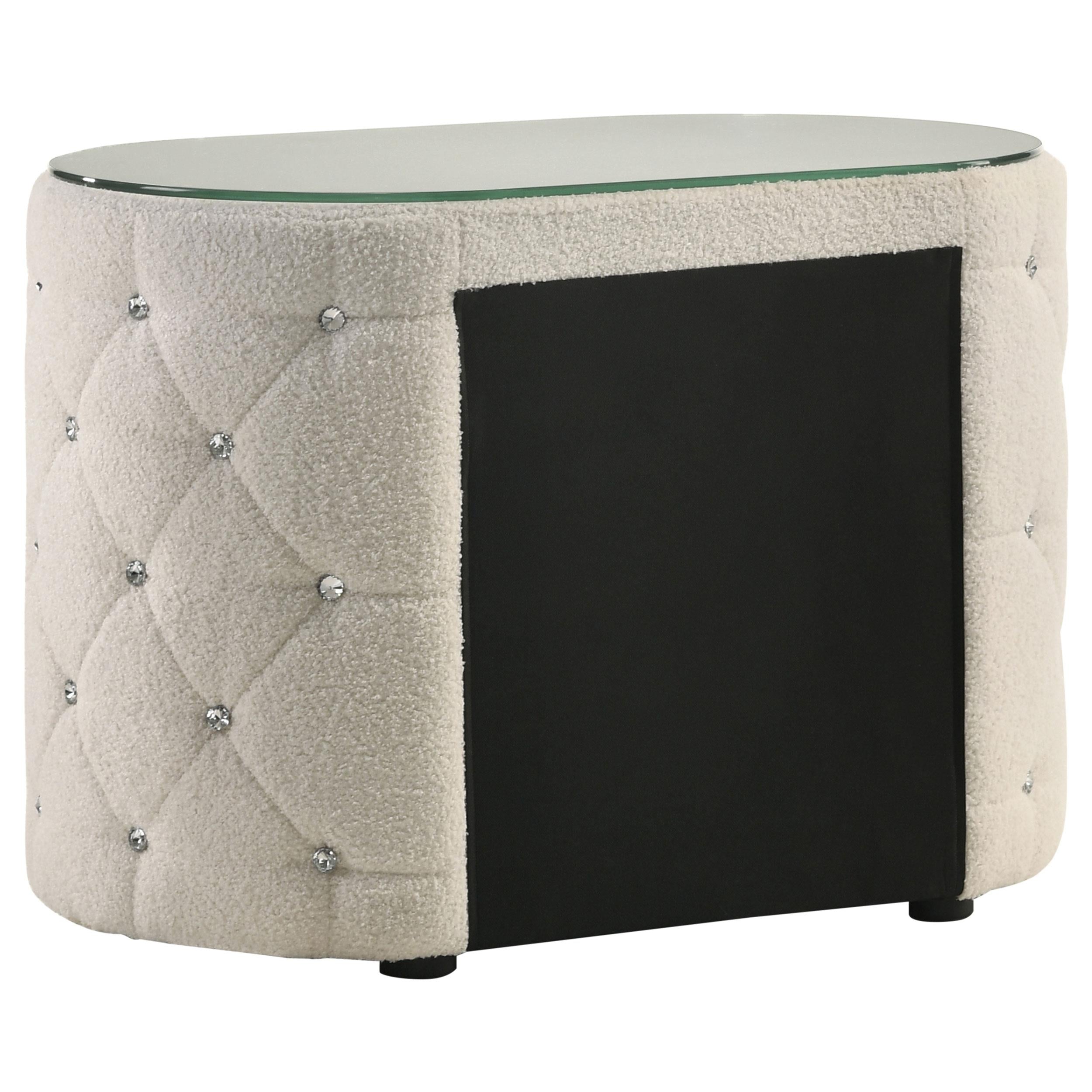  Coaster Furniture Sonya 360112 2-Drawer Upholstered Nightstand Bedside Table - Ivory IMAGE 4