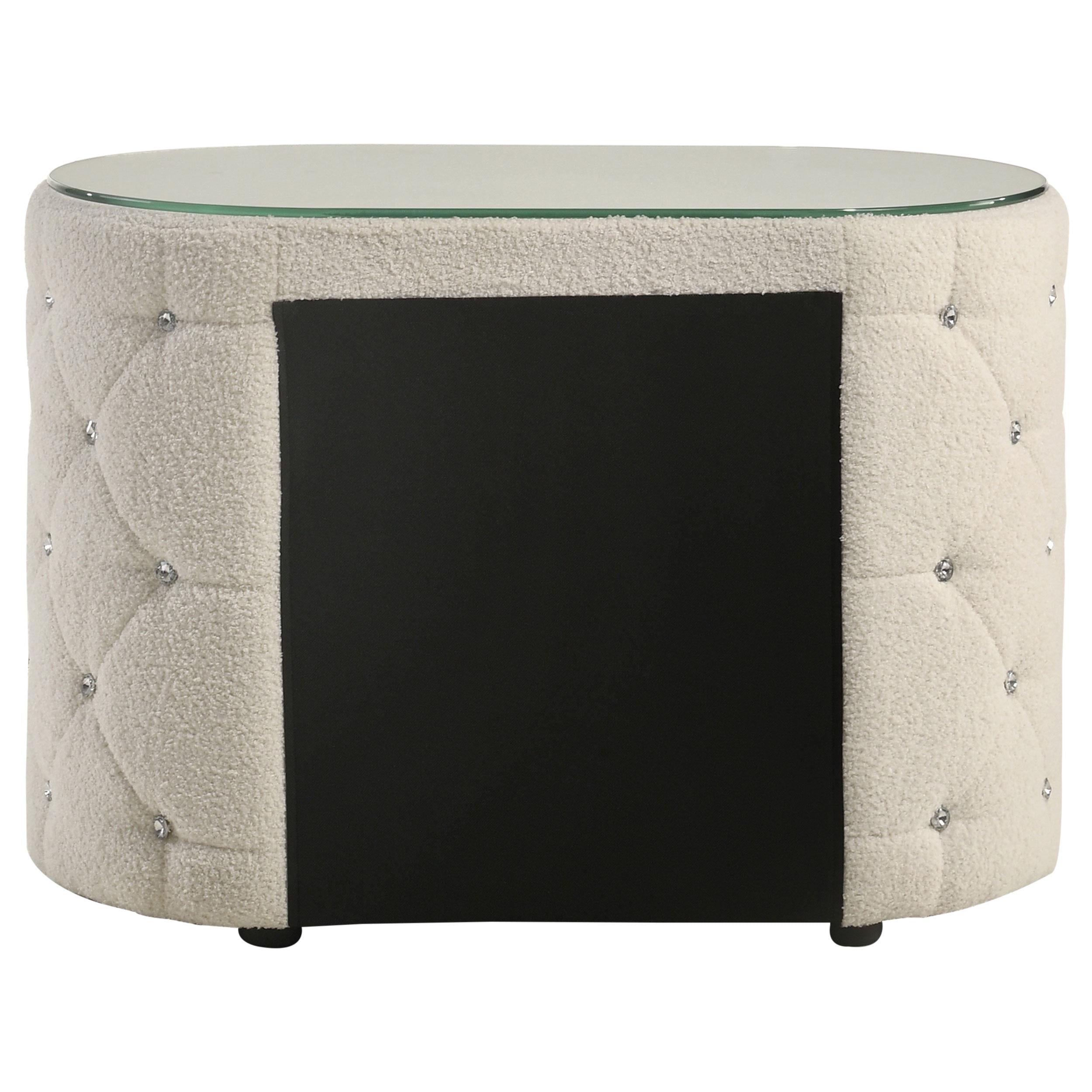  Coaster Furniture Sonya 360112 2-Drawer Upholstered Nightstand Bedside Table - Ivory IMAGE 5