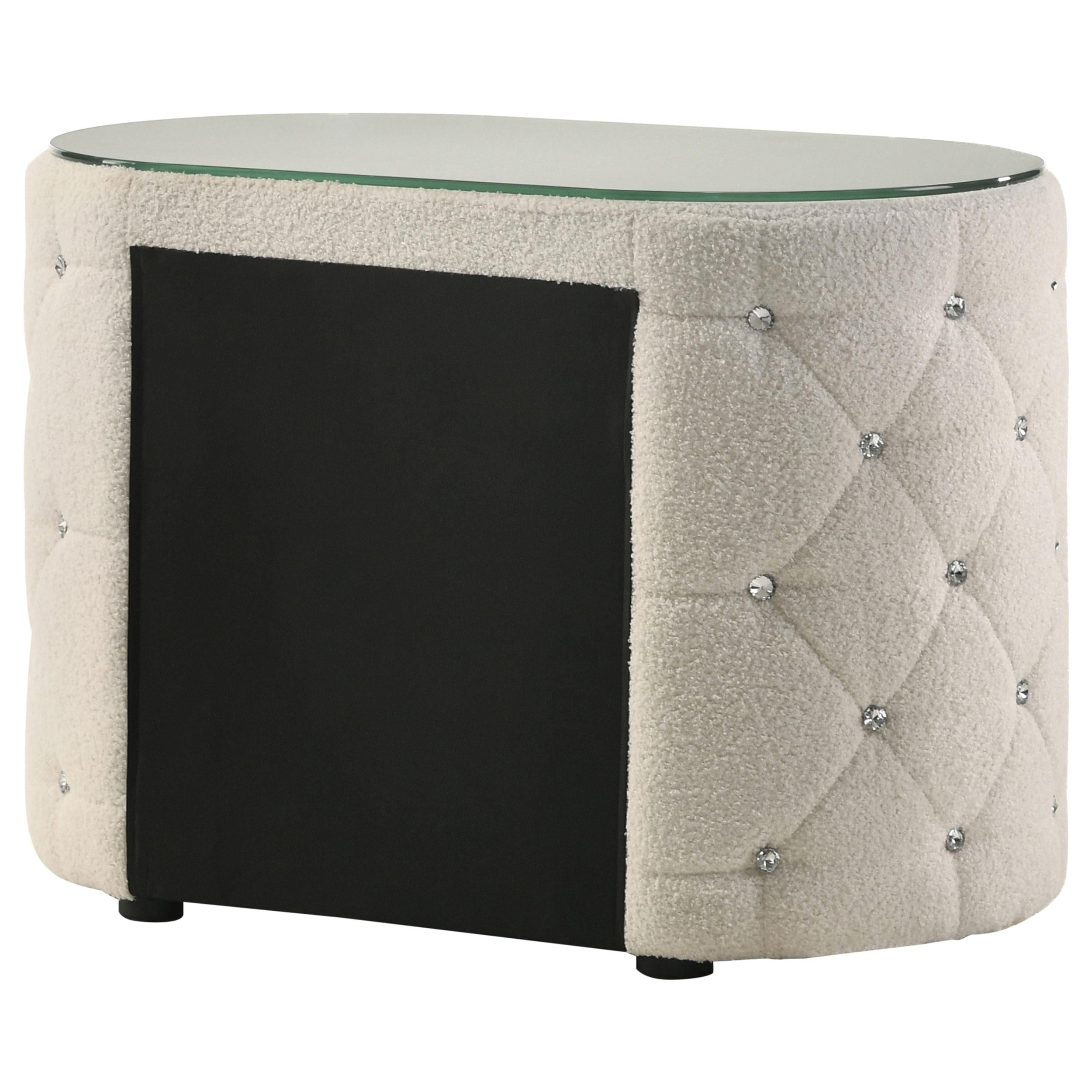  Coaster Furniture Sonya 360112 2-Drawer Upholstered Nightstand Bedside Table - Ivory IMAGE 6