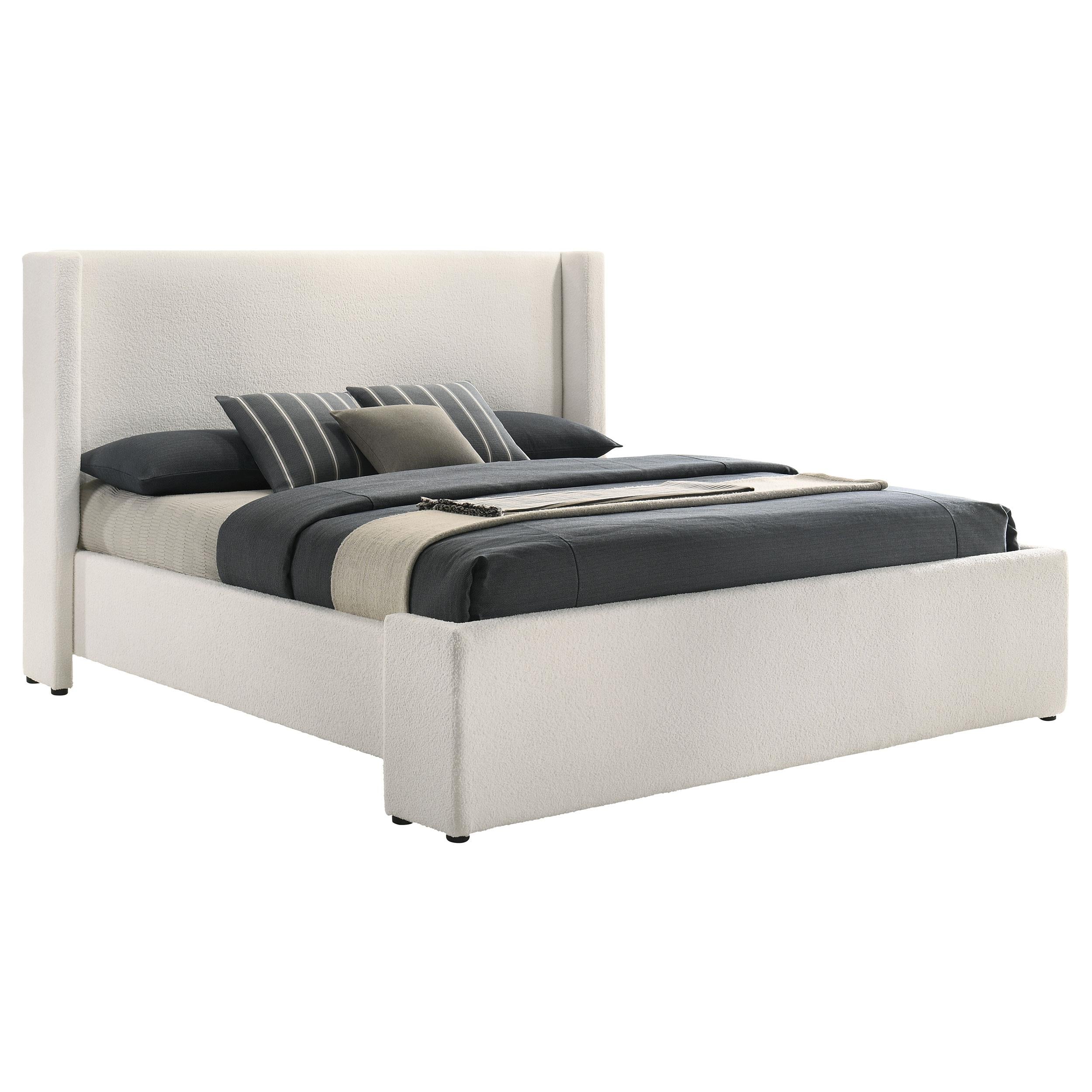  Size_King --  Alamosa 310078KE Boucle Upholstered Eastern King Platform Bed - White IMAGE 2