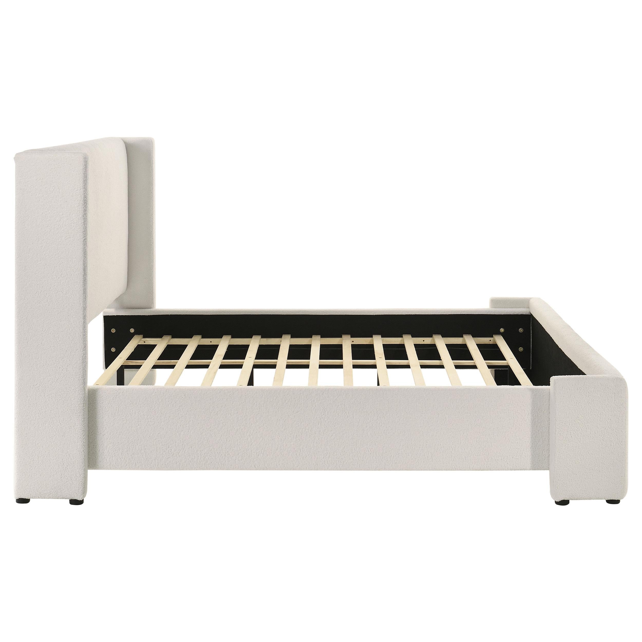  Size_King --  Alamosa 310078KE Boucle Upholstered Eastern King Platform Bed - White IMAGE 5
