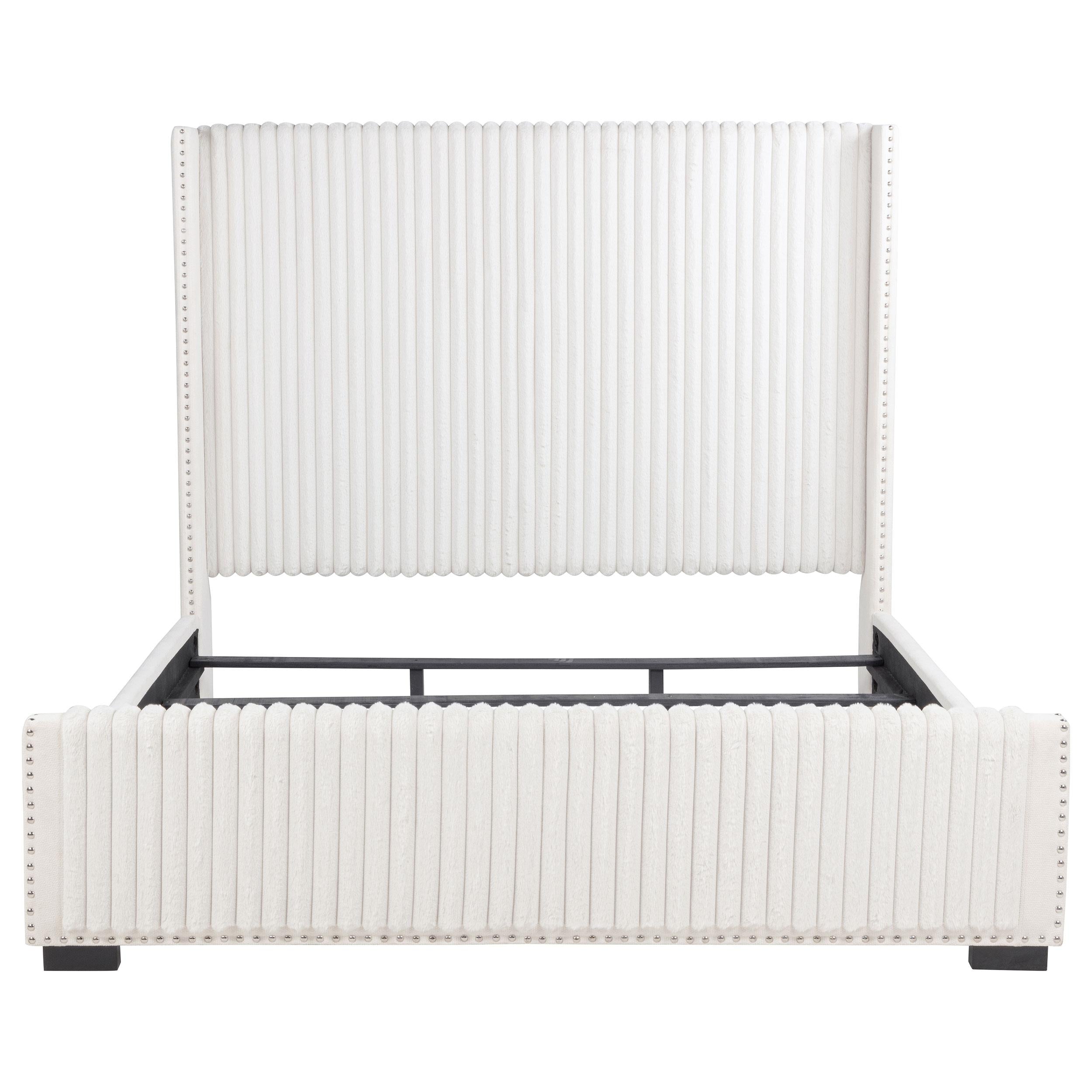  Size_King --  Natasha 306051KE 65-inch Upholstered Eastern King Wingback Bed - Cream IMAGE 3