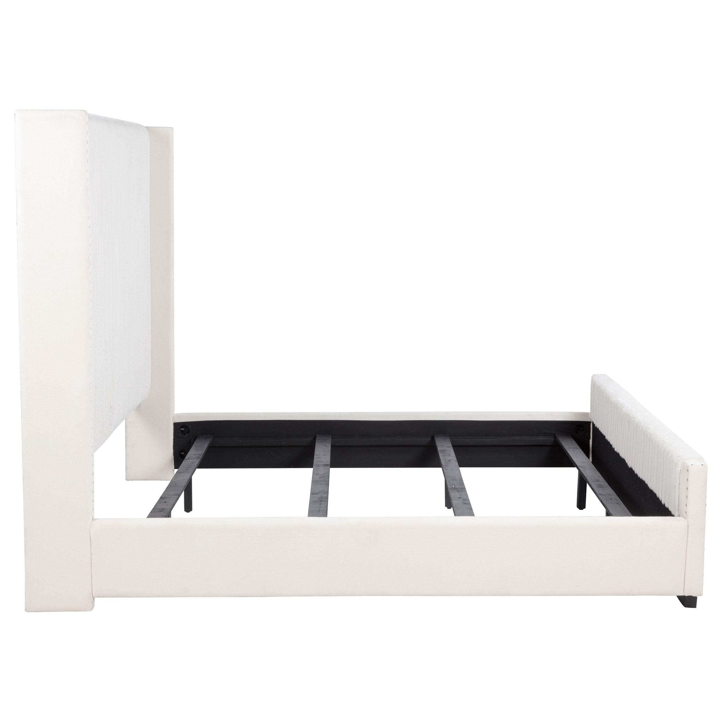  Size_King --  Natasha 306051KE 65-inch Upholstered Eastern King Wingback Bed - Cream IMAGE 5