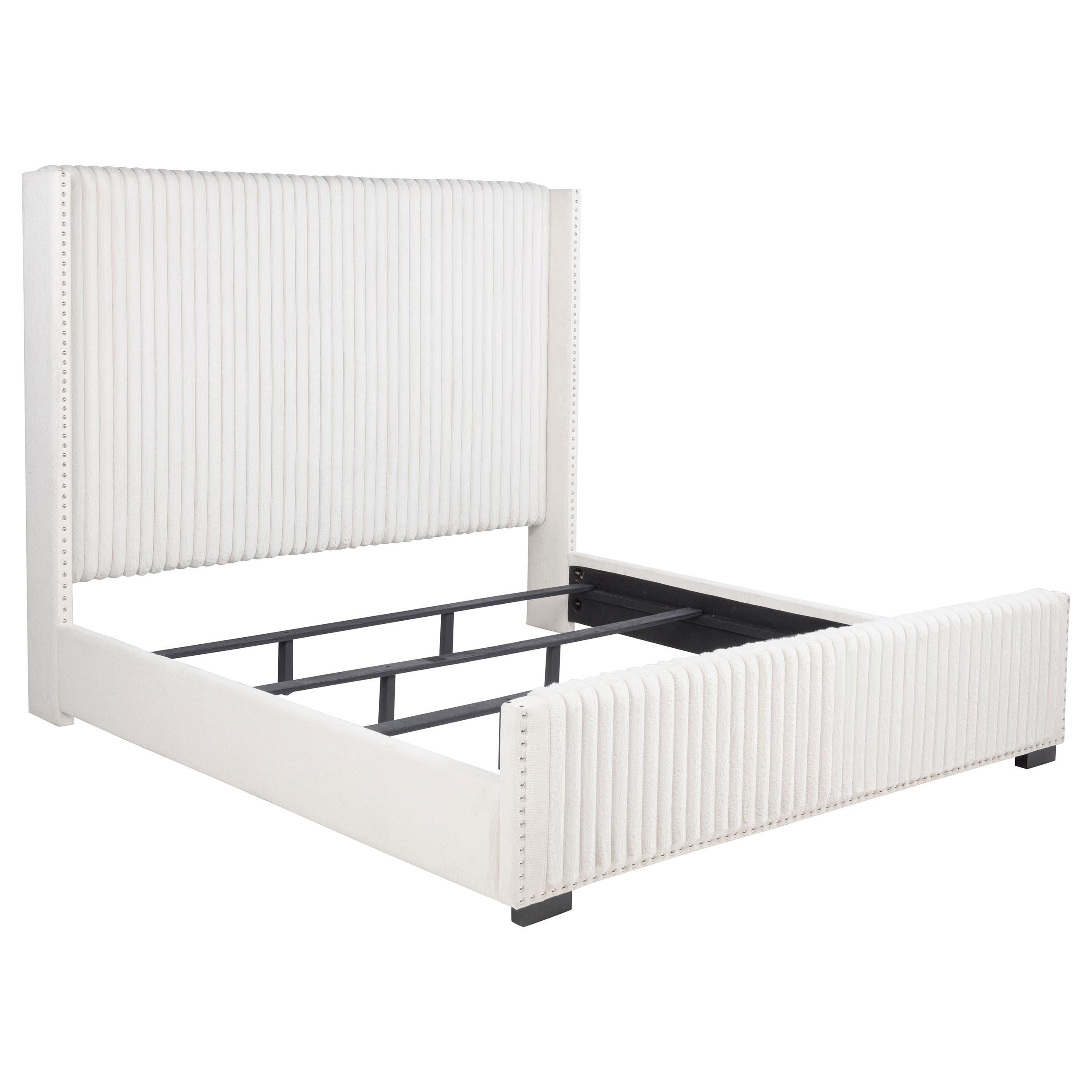  Size_California King --  Natasha 306051KW 65-inch Upholstered California King Bed - Cream IMAGE 1