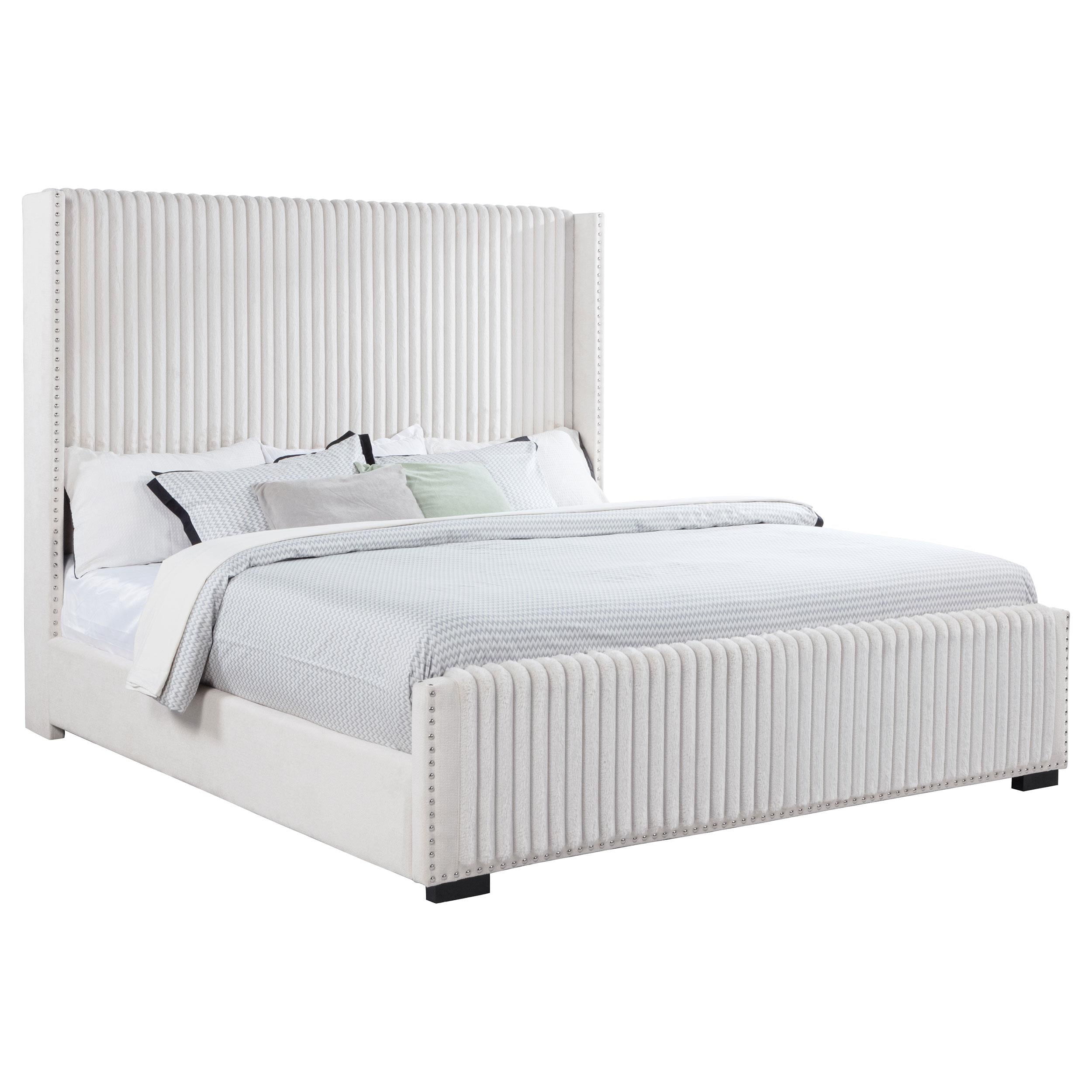  Size_California King --  Natasha 306051KW 65-inch Upholstered California King Bed - Cream IMAGE 2