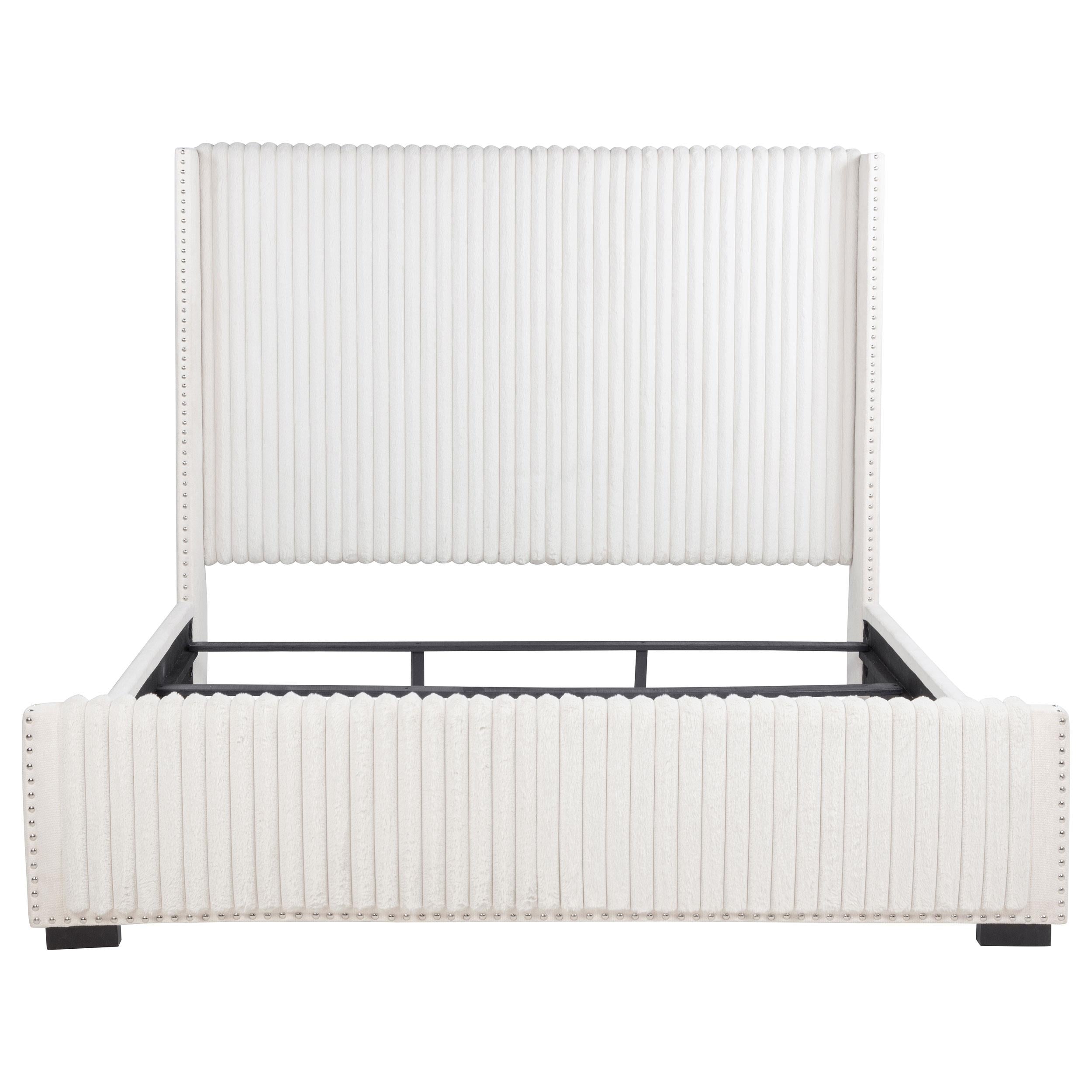  Size_California King --  Natasha 306051KW 65-inch Upholstered California King Bed - Cream IMAGE 3