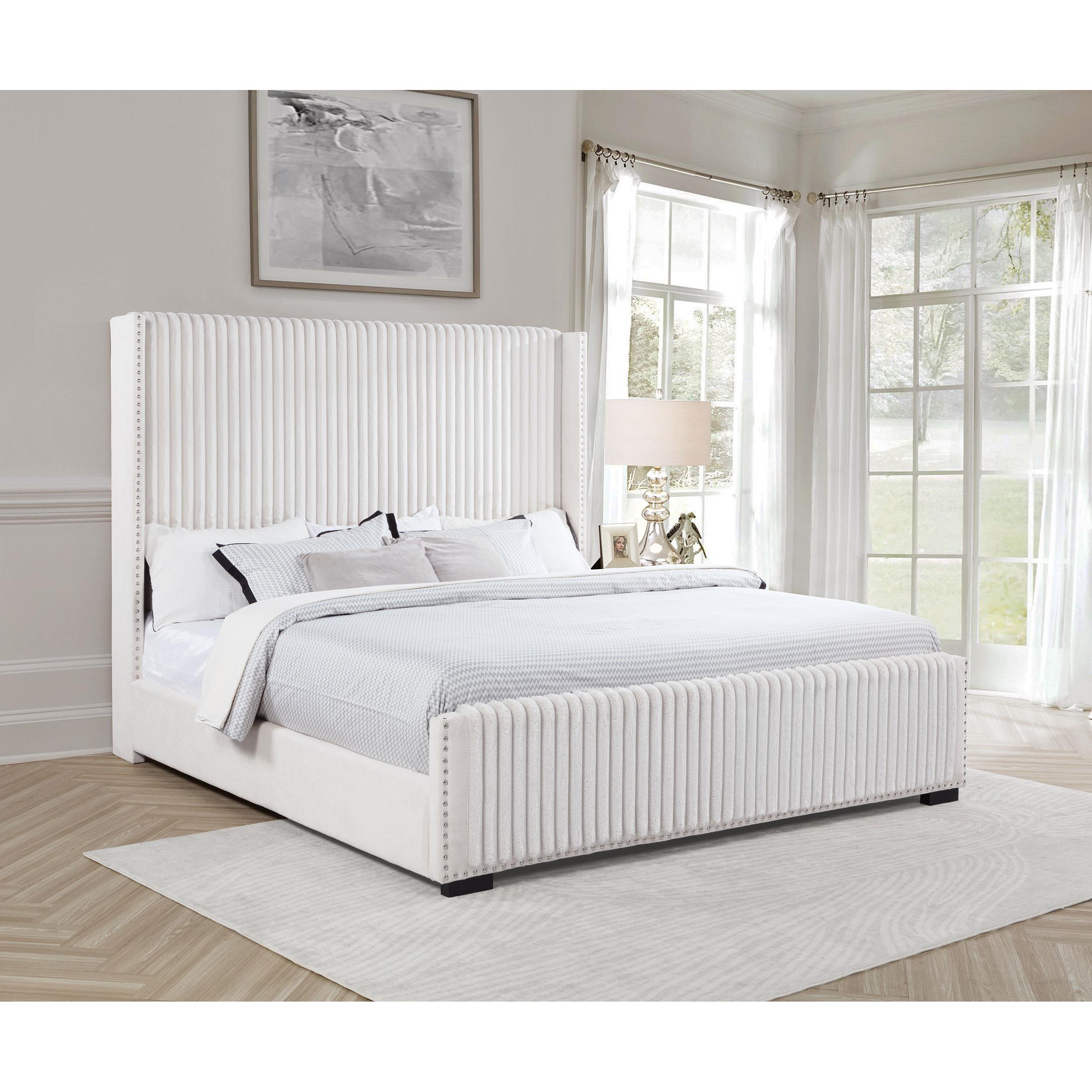  Size_California King --  Natasha 306051KW 65-inch Upholstered California King Bed - Cream IMAGE 6