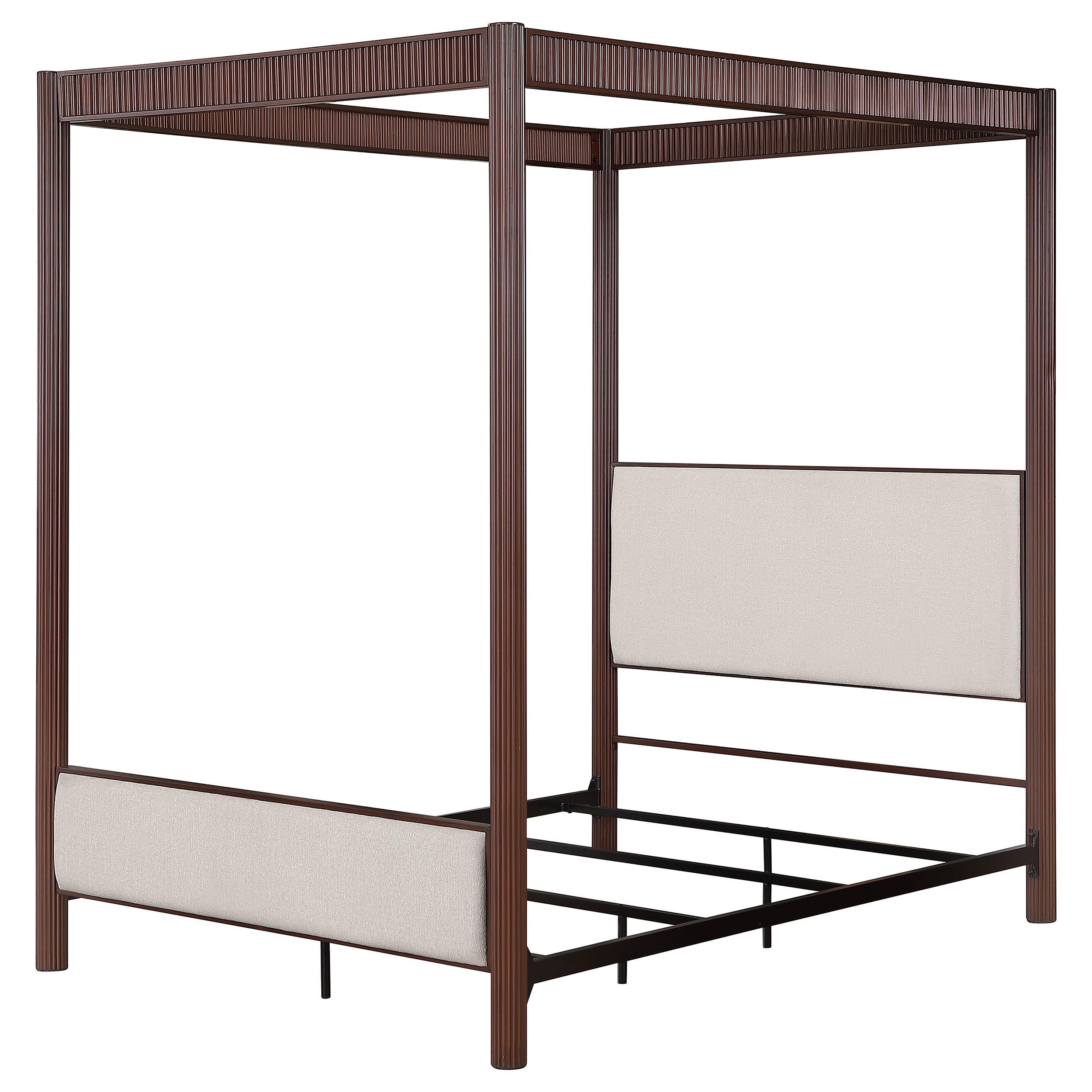  Size_Queen --  Coaster Furniture Zimmerlee Upholstered Canopy Bed IMAGE 3