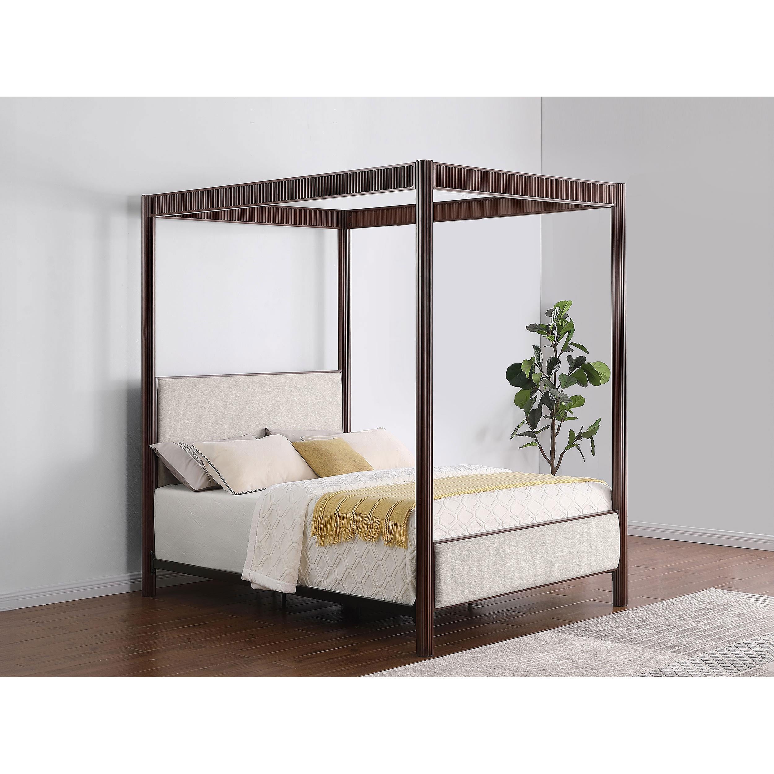  Size_Queen --  Coaster Furniture Zimmerlee Upholstered Canopy Bed IMAGE 8