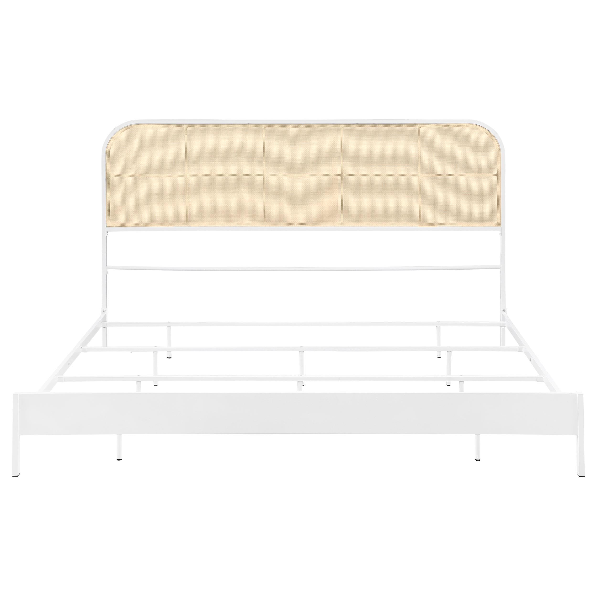  Size_King --  Amherst 360301KE Radio Weave Rattan Metal Eastern King Bed - White IMAGE 2