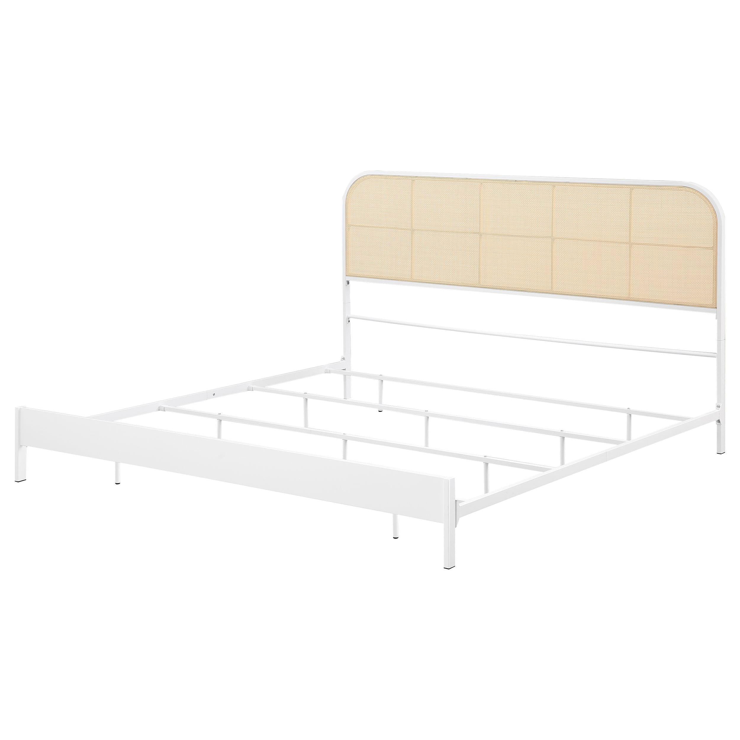  Size_King --  Amherst 360301KE Radio Weave Rattan Metal Eastern King Bed - White IMAGE 3