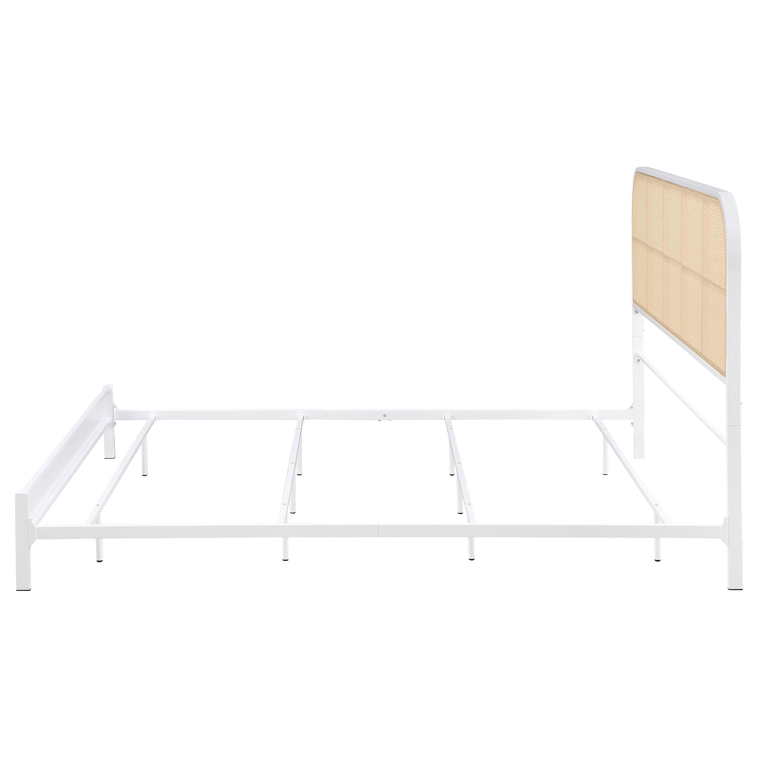  Size_King --  Amherst 360301KE Radio Weave Rattan Metal Eastern King Bed - White IMAGE 4