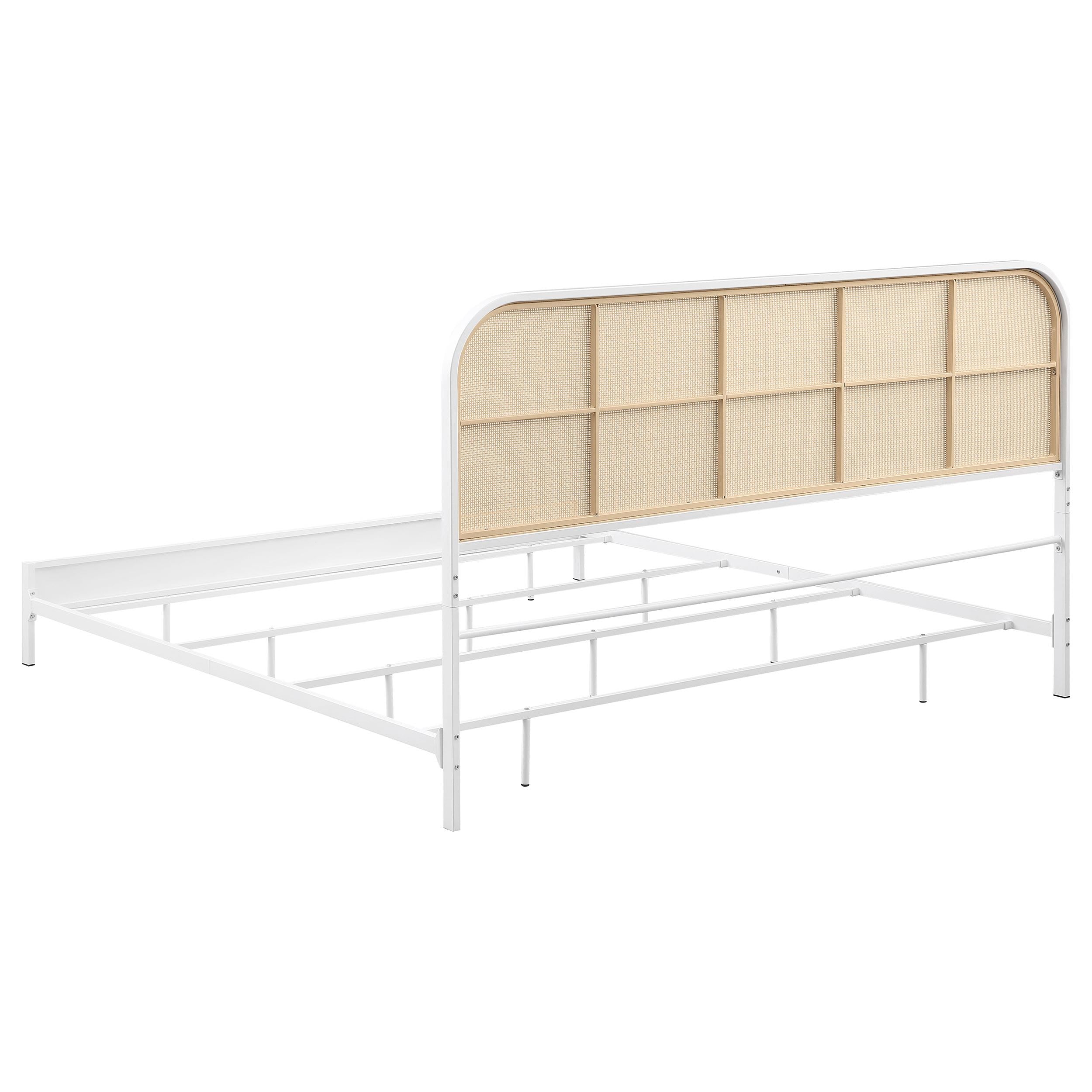  Size_King --  Amherst 360301KE Radio Weave Rattan Metal Eastern King Bed - White IMAGE 5