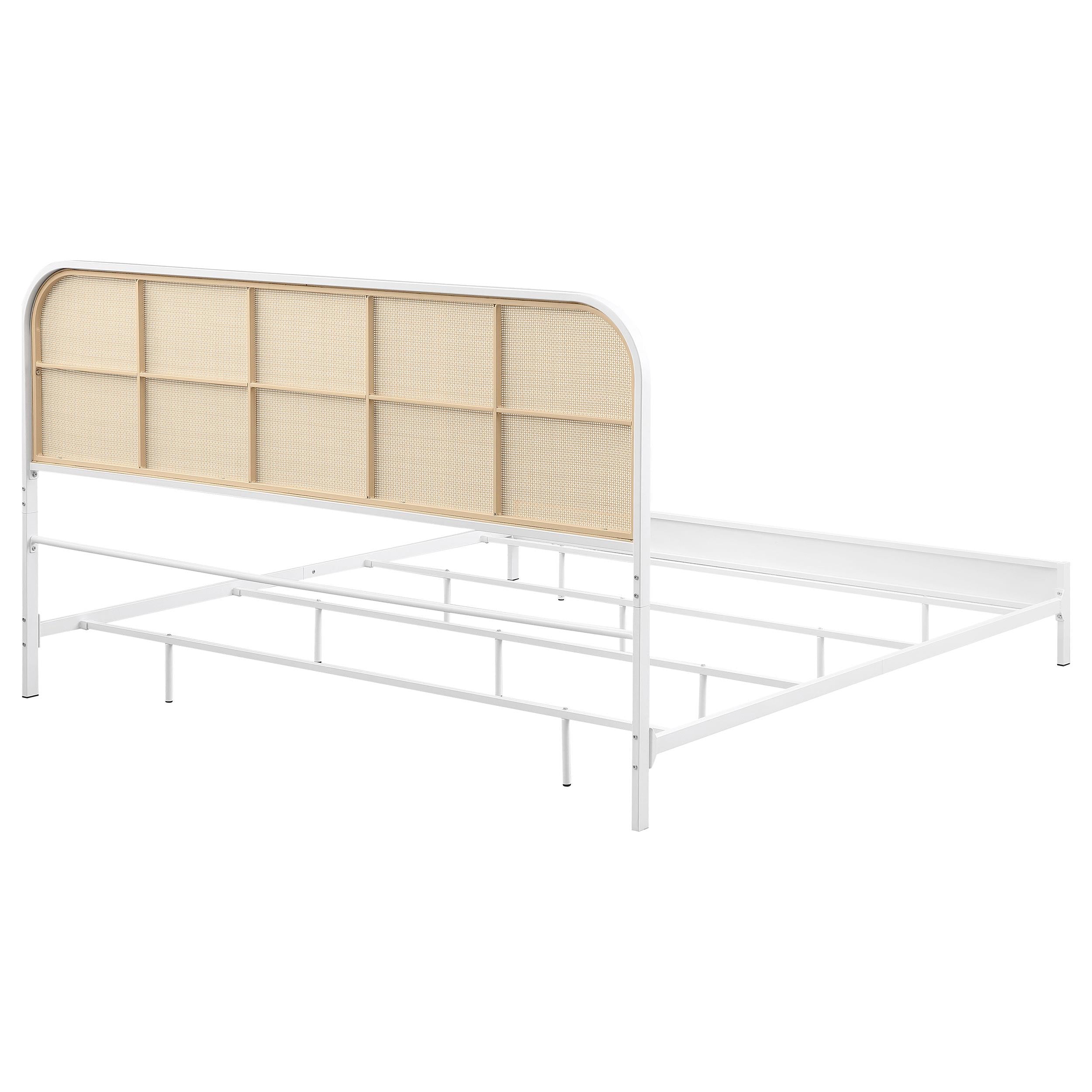  Size_King --  Amherst 360301KE Radio Weave Rattan Metal Eastern King Bed - White IMAGE 6