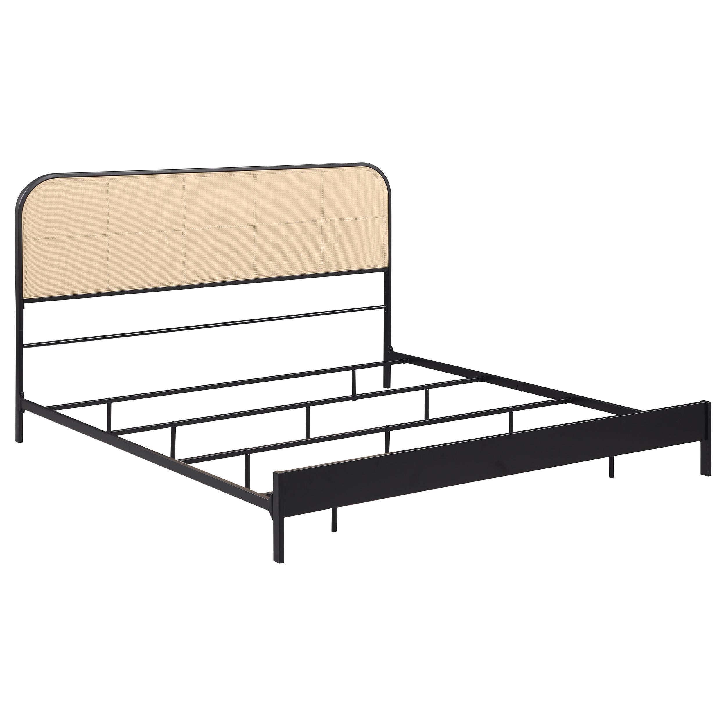  Size_King --  Amherst 360351KE Radio Weave Rattan Metal Eastern King Bed - Black IMAGE 1