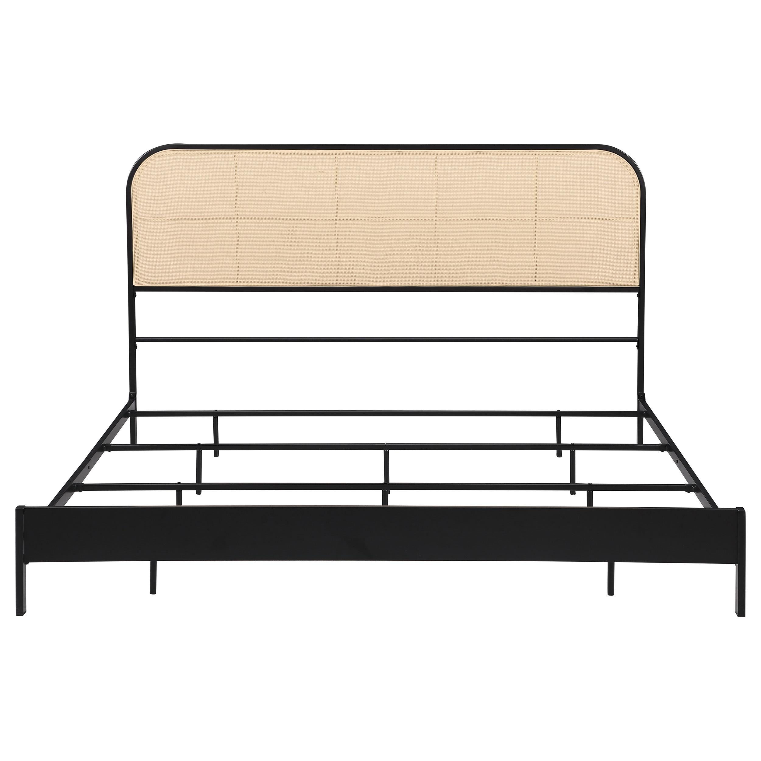  Size_King --  Amherst 360351KE Radio Weave Rattan Metal Eastern King Bed - Black IMAGE 2