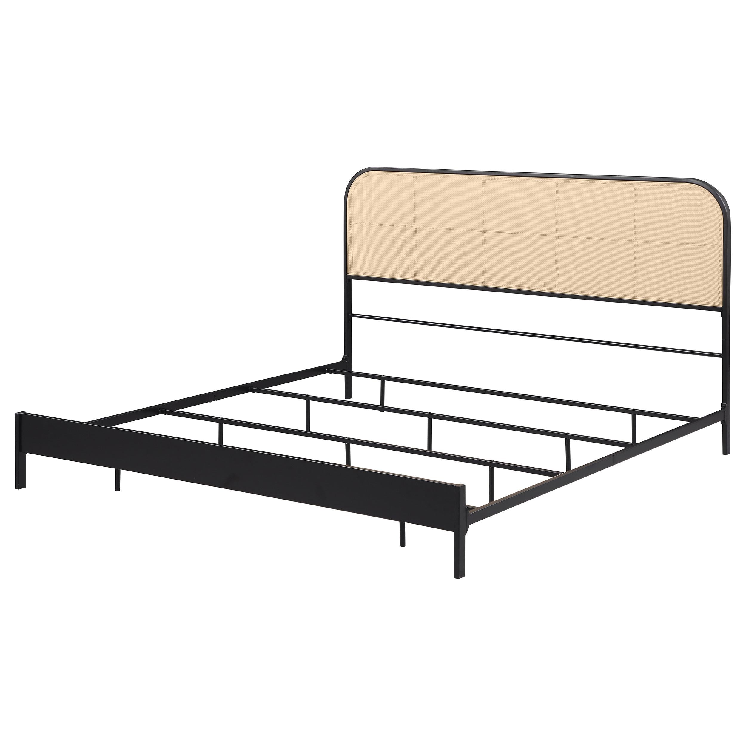  Size_King --  Amherst 360351KE Radio Weave Rattan Metal Eastern King Bed - Black IMAGE 3