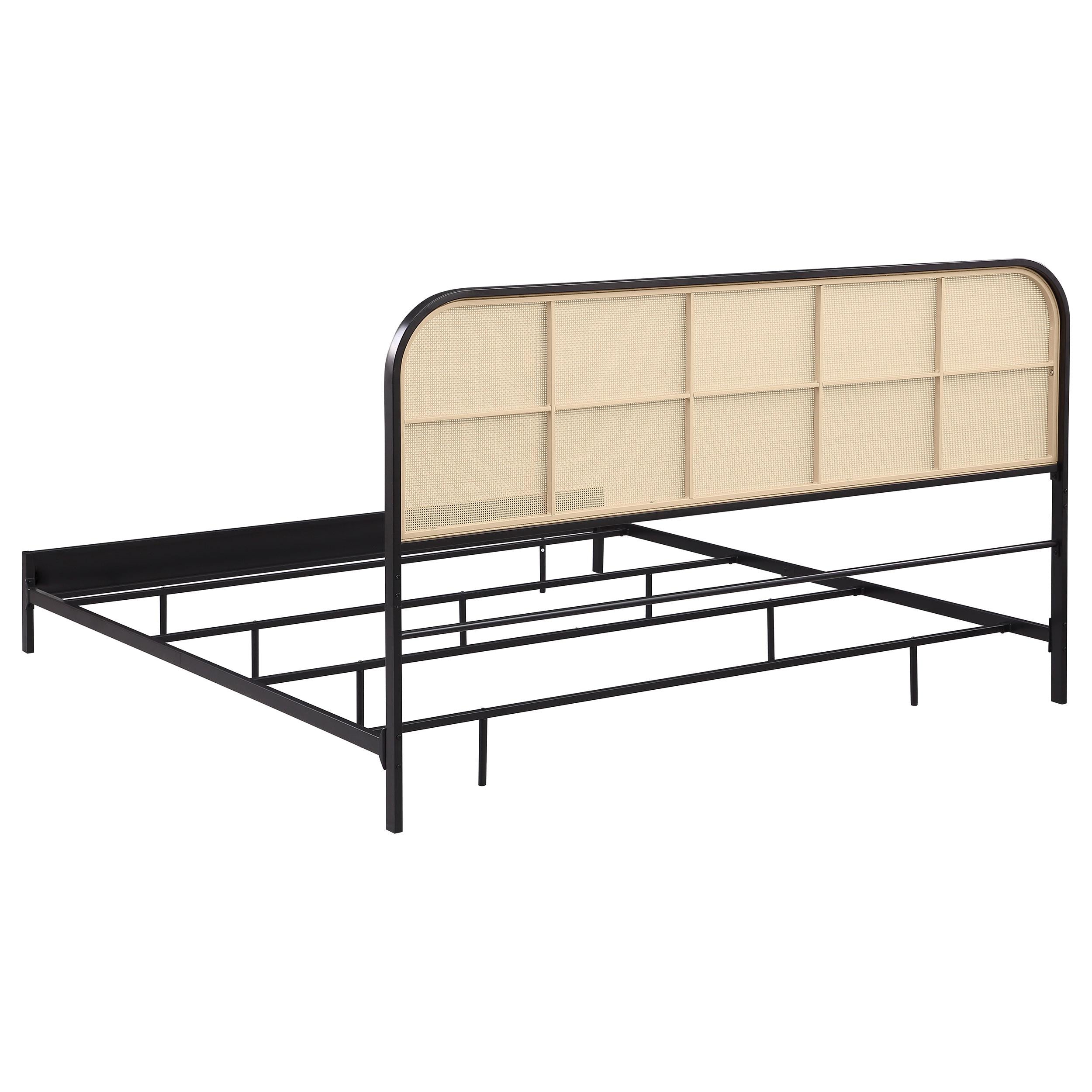  Size_King --  Amherst 360351KE Radio Weave Rattan Metal Eastern King Bed - Black IMAGE 5