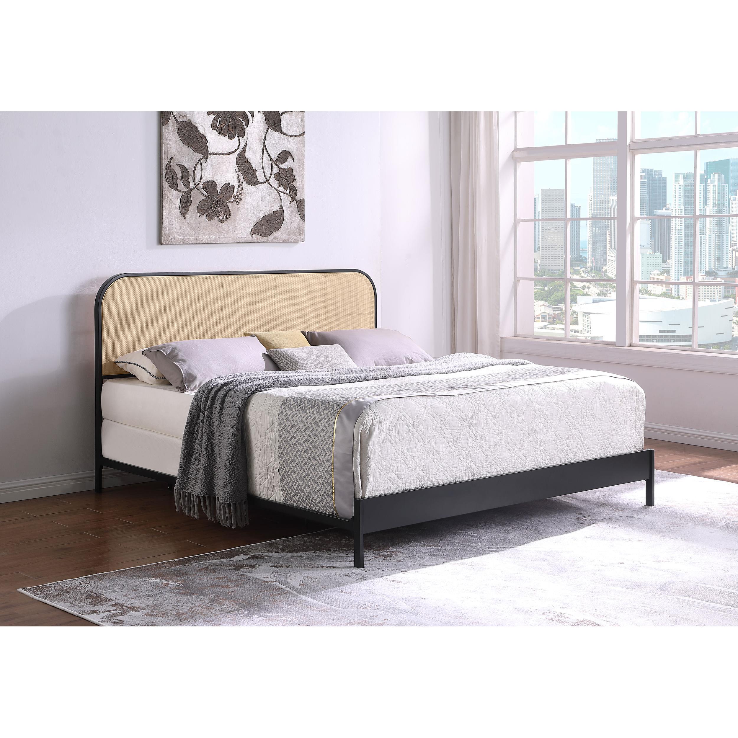  Size_King --  Amherst 360351KE Radio Weave Rattan Metal Eastern King Bed - Black IMAGE 8