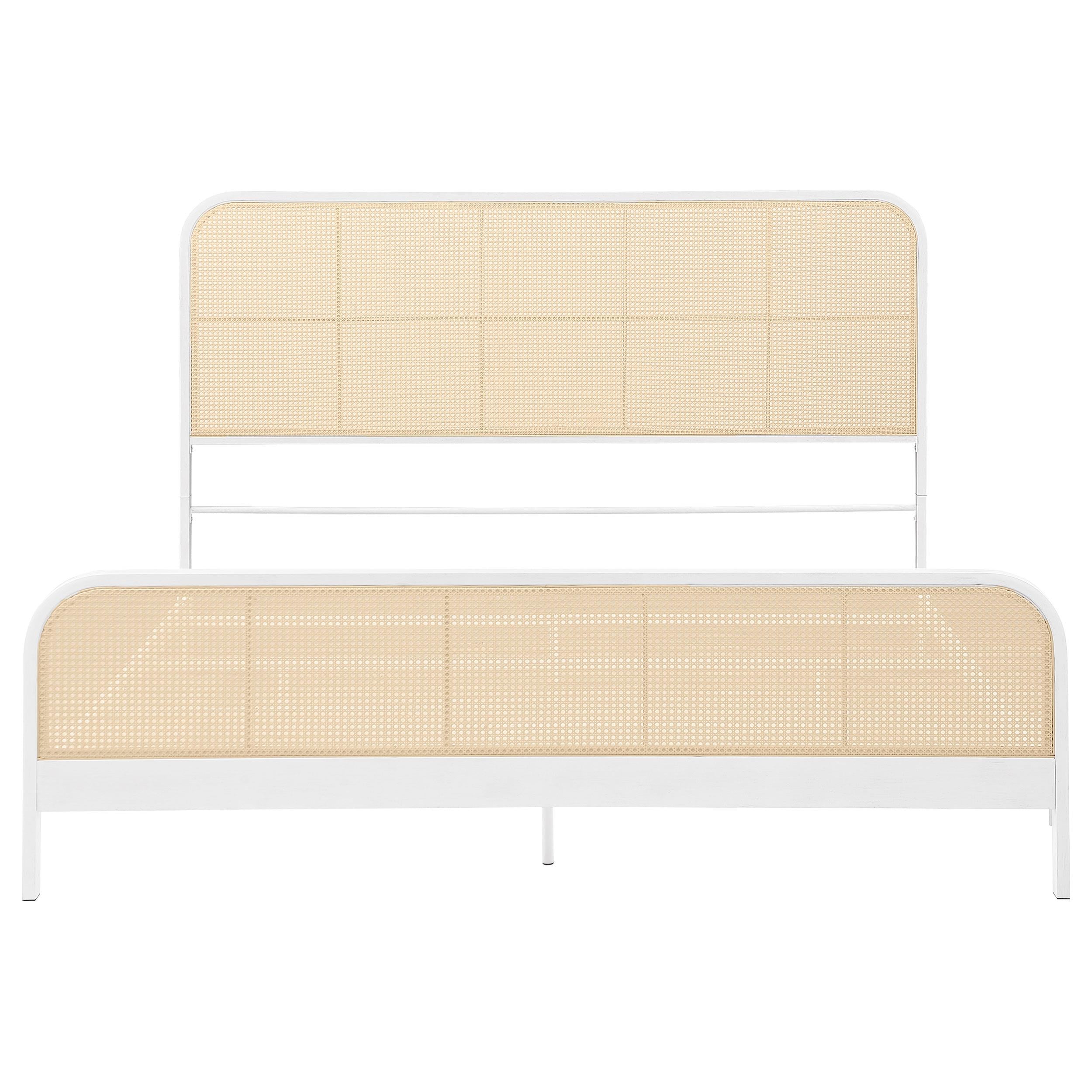  Size_King --  Lanewood 360251KE Open Cane Webbing Metal Eastern King Bed - White IMAGE 2