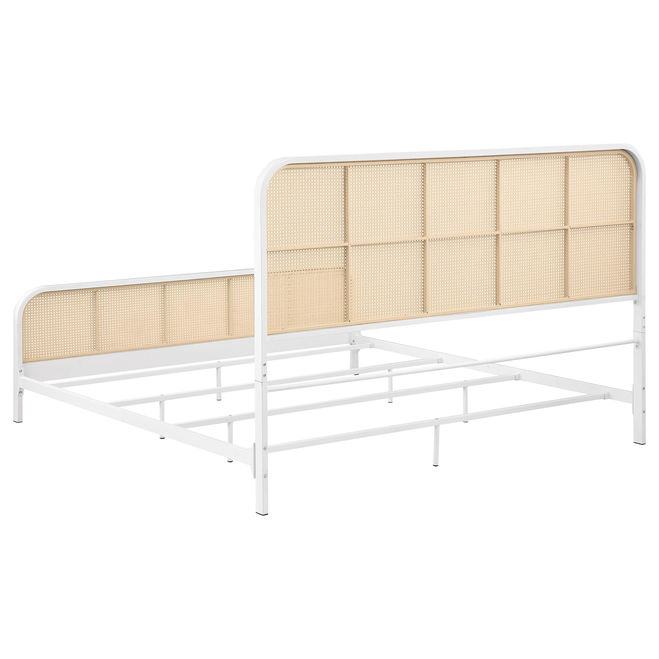  Size_King --  Lanewood 360251KE Open Cane Webbing Metal Eastern King Bed - White IMAGE 5