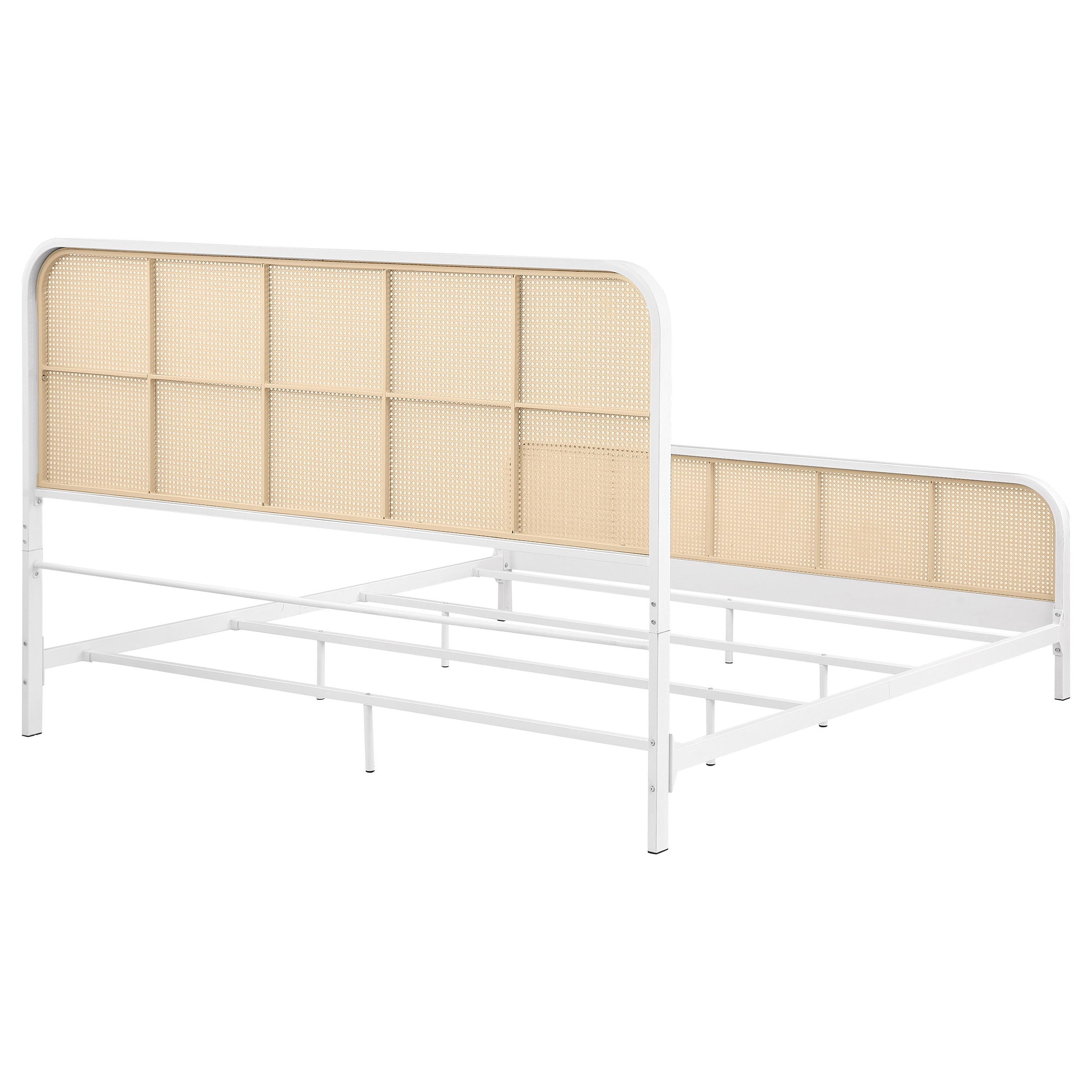  Size_King --  Lanewood 360251KE Open Cane Webbing Metal Eastern King Bed - White IMAGE 6