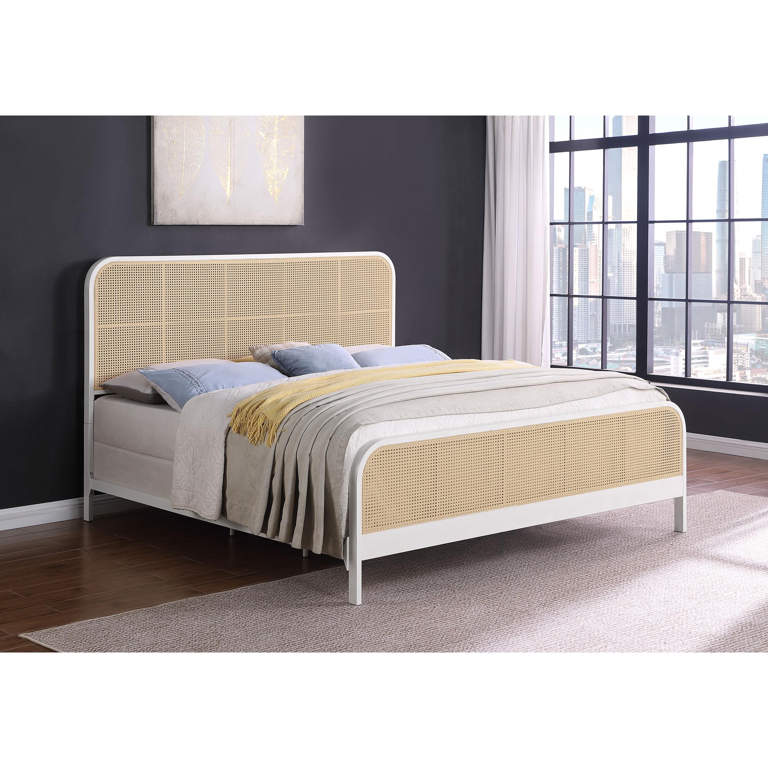  Size_King --  Lanewood 360251KE Open Cane Webbing Metal Eastern King Bed - White IMAGE 8