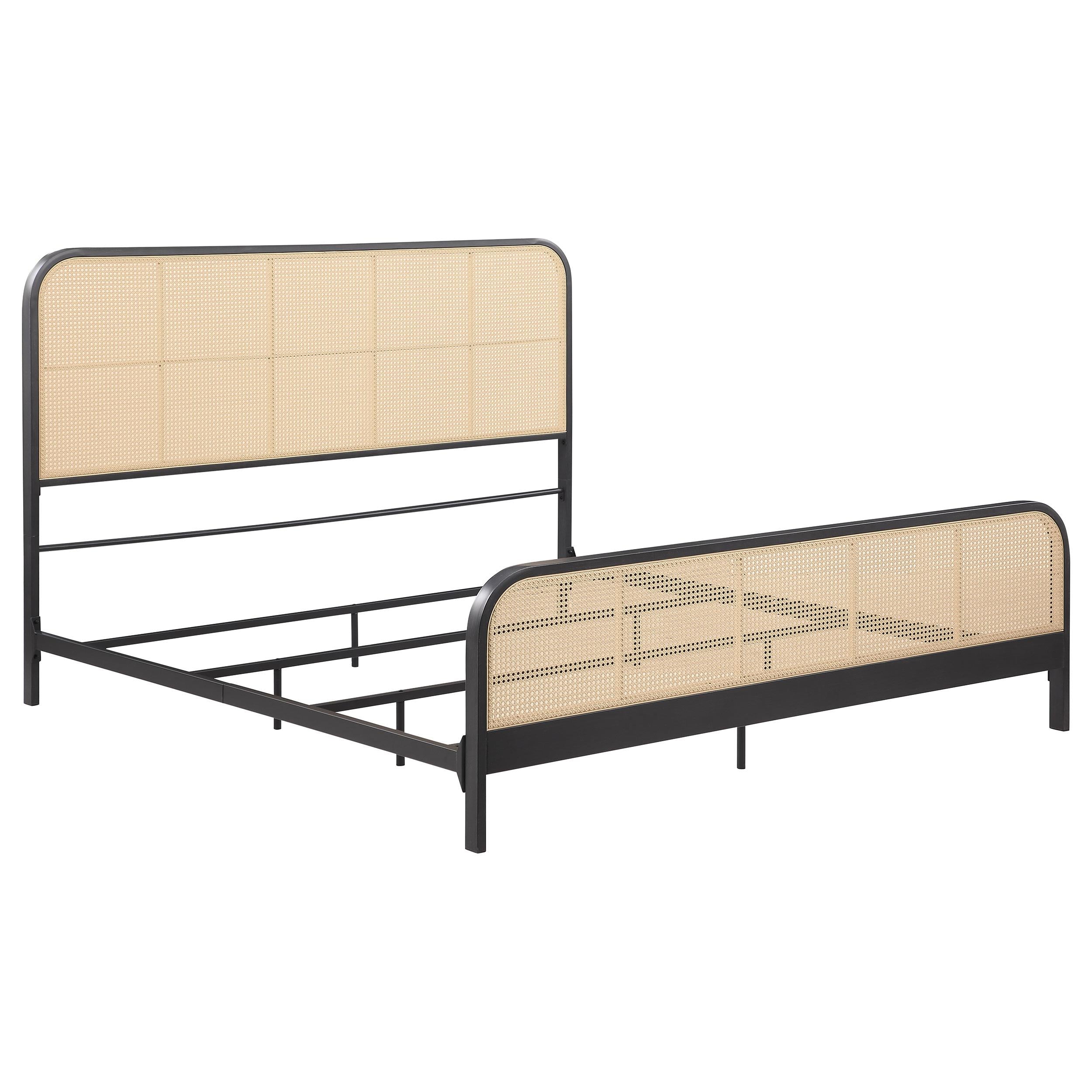  Size_King --  Lanewood 360250KE Open Cane Webbing Metal Eastern King Bed - Black IMAGE 1