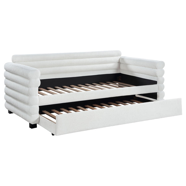 Coaster Furniture Patricia 300716 Boucle Upholstered Twin Day Bed with Trundle - White