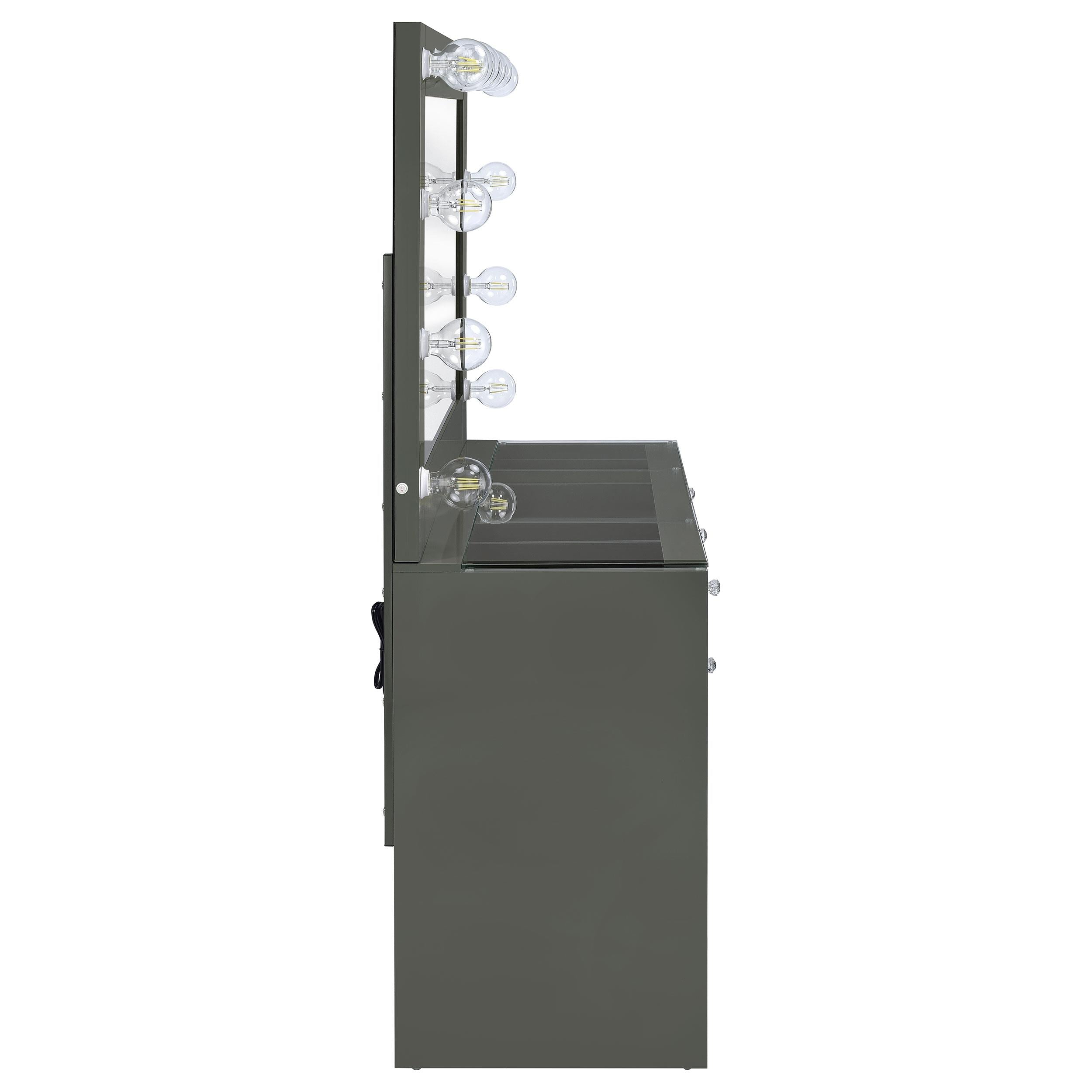  Coaster Furniture Acena 931145 7-Drawer Vanity Set with Lighting - Grey High Gloss IMAGE 7