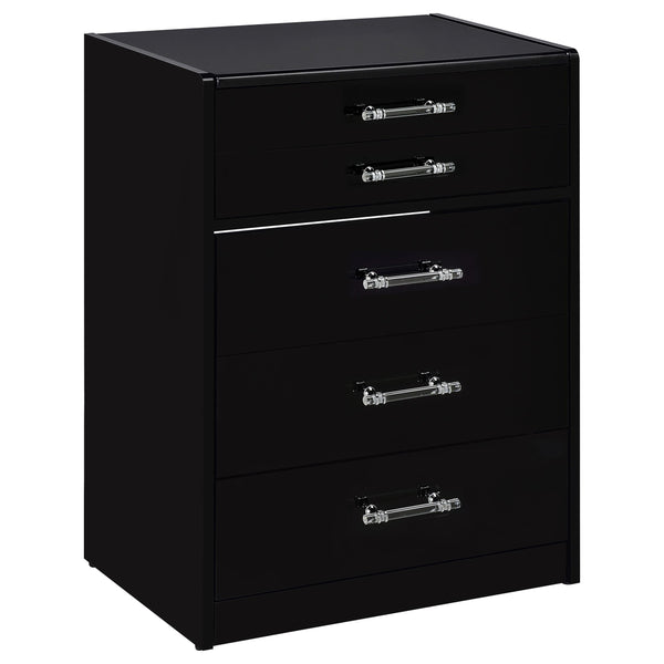 Coaster Furniture Danbury 930209 3-Drawer Makeup Vanity & Stool - Set Black High Gloss