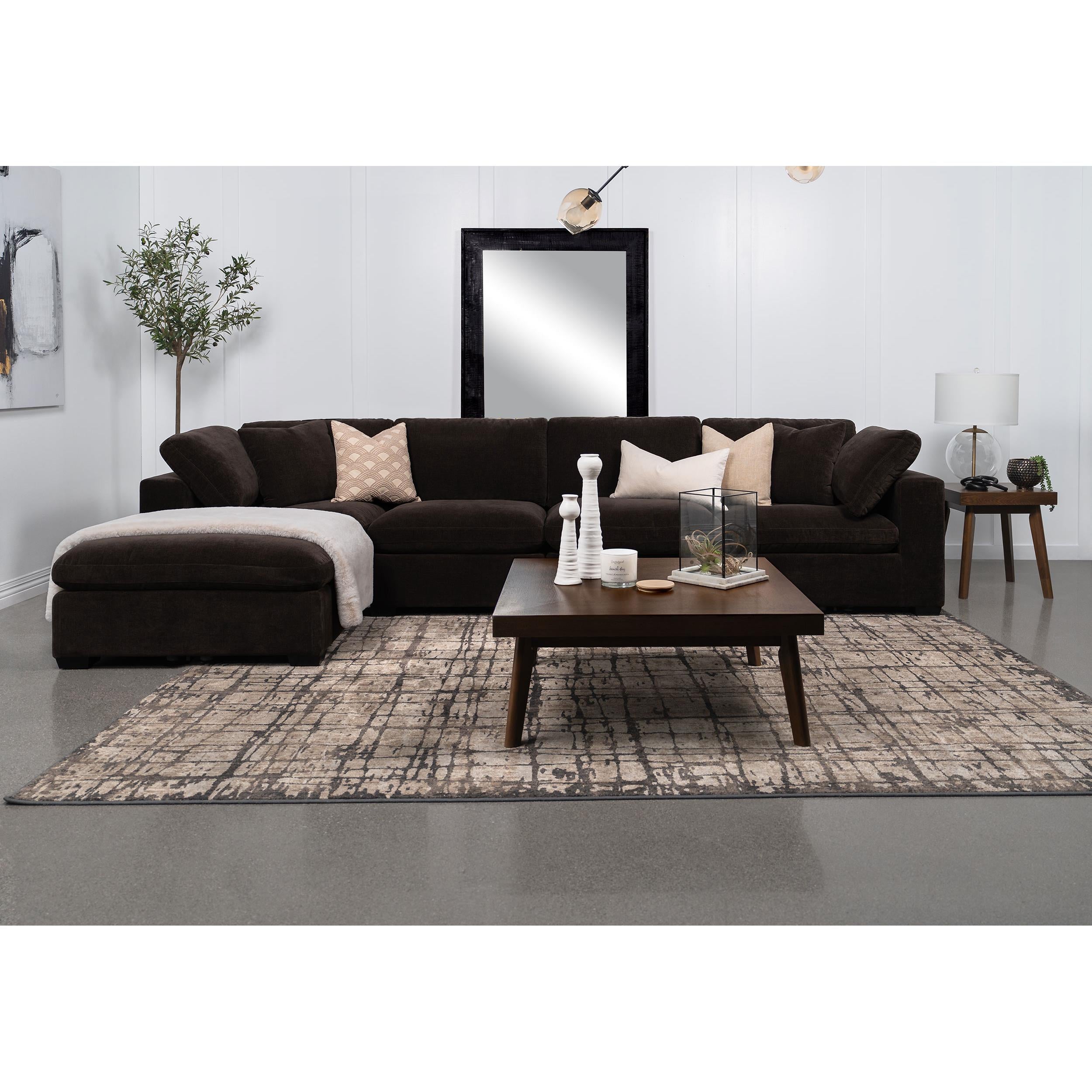  Coaster Furniture Lakeview 551466 Rectangular Upholstered Ottoman - Dark Chocolate IMAGE 4