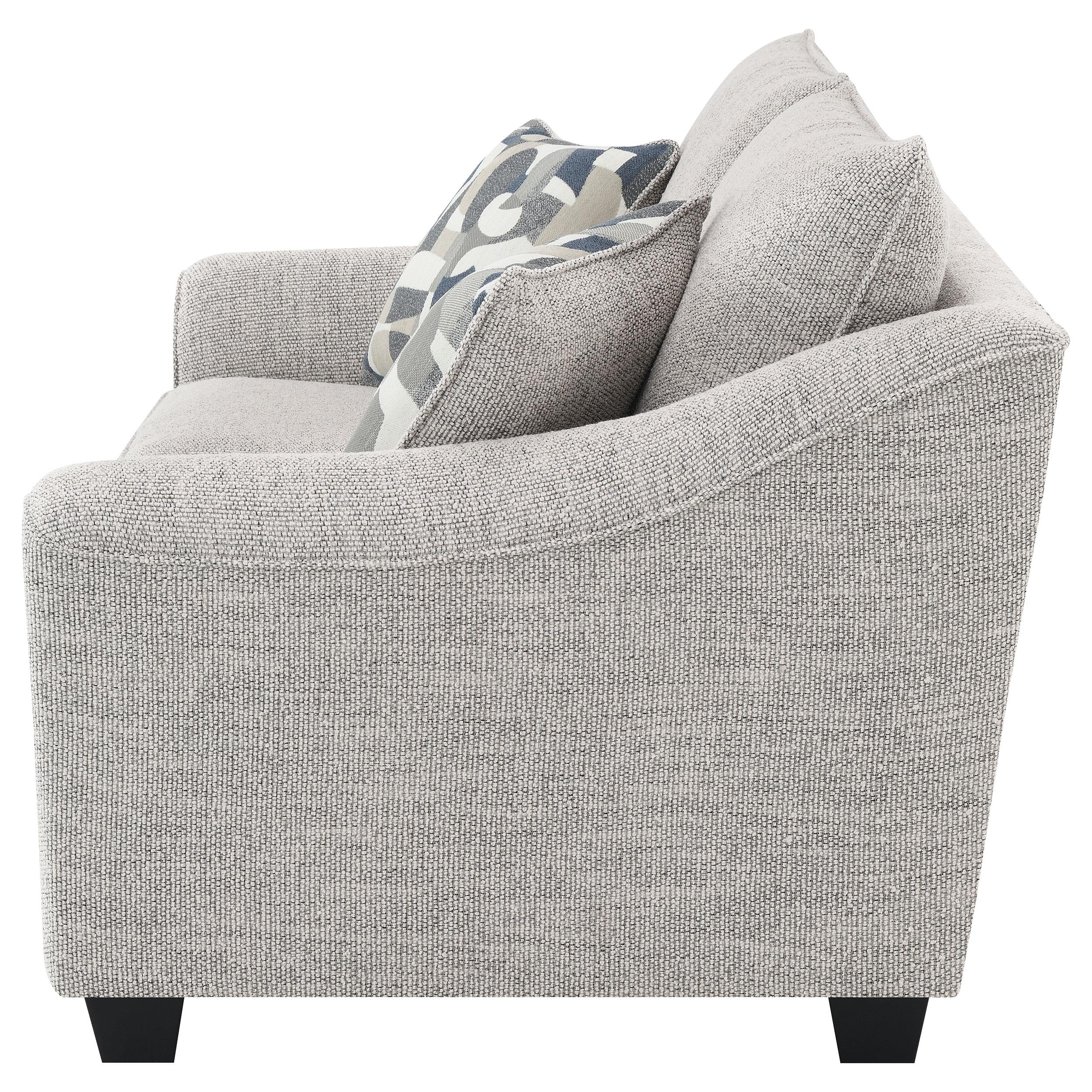  Coaster Furniture Tomkins 509672 Boucle Upholstered Loveseat - Light Grey IMAGE 4