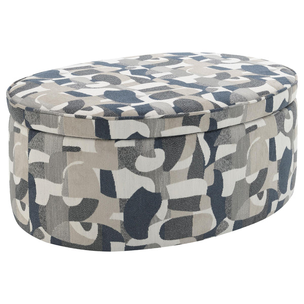 Coaster Furniture Tomkins 509674 Oval Upholstered Storage Ottoman - Indigo Blue