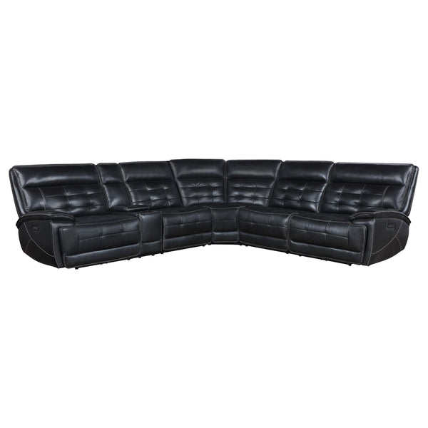 Coaster Furniture Hewitt 609610PP Leather Upholstered Power Reclining Sectional - Black
