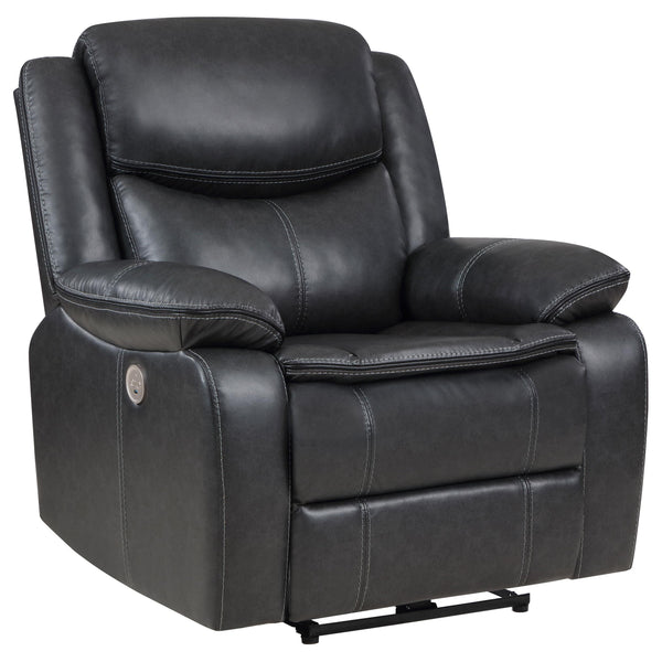 Coaster Furniture Sycamore 610233P Upholstered Power Recliner Chair - Dark Grey