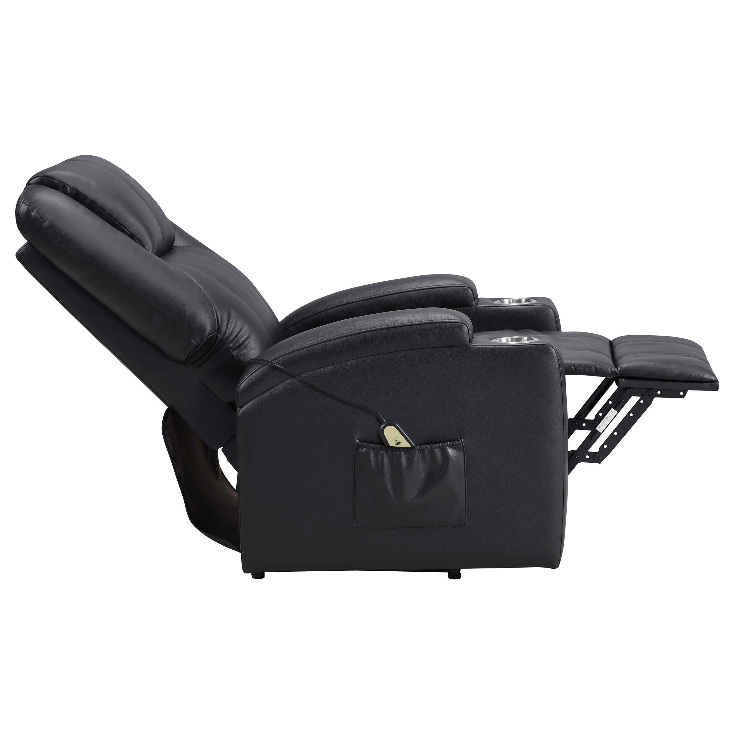  Coaster Furniture Armstrong 609475P Upholstered Power Lift Massage Recliner - Black IMAGE 7